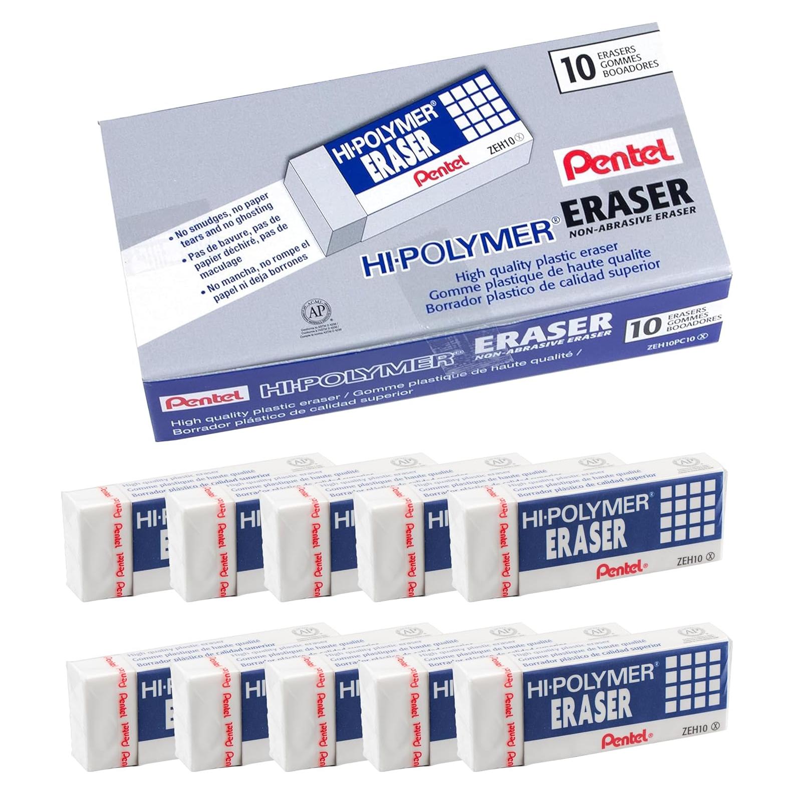 Borrador de bloque Hi-Polymer Pentel Blanco 10 unidades