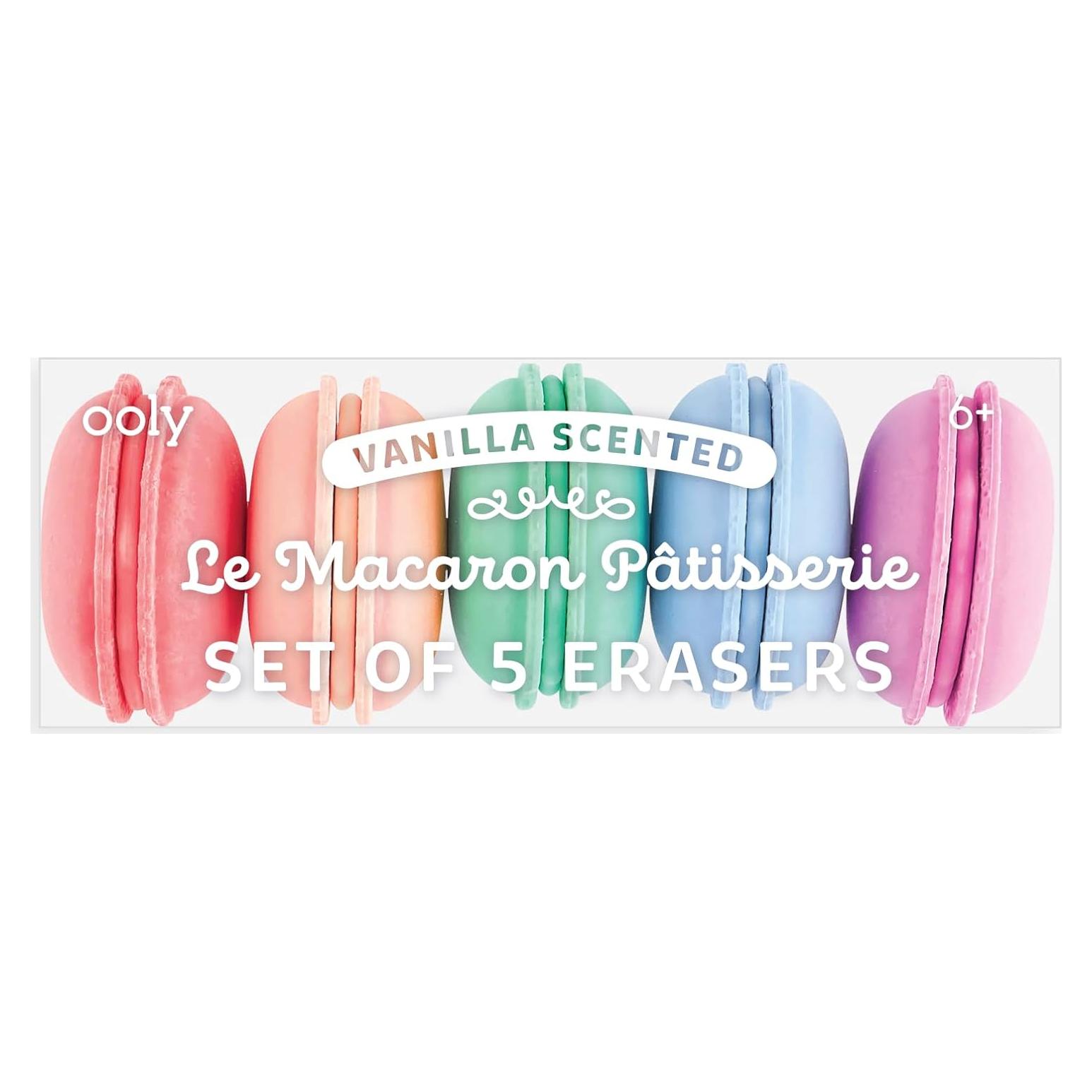 Set de 5 Gomas de Borrar OOLY Le Macaron Vainilla 4.45 cm