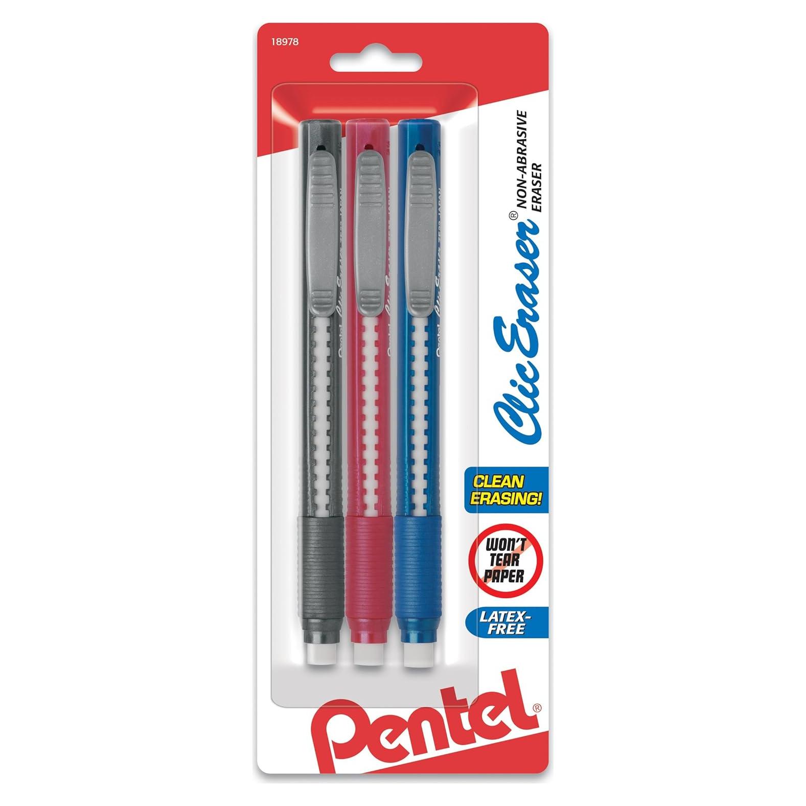 Borrador Retráctil Pentel ZE21BP3M 3 Paquete Multicolor