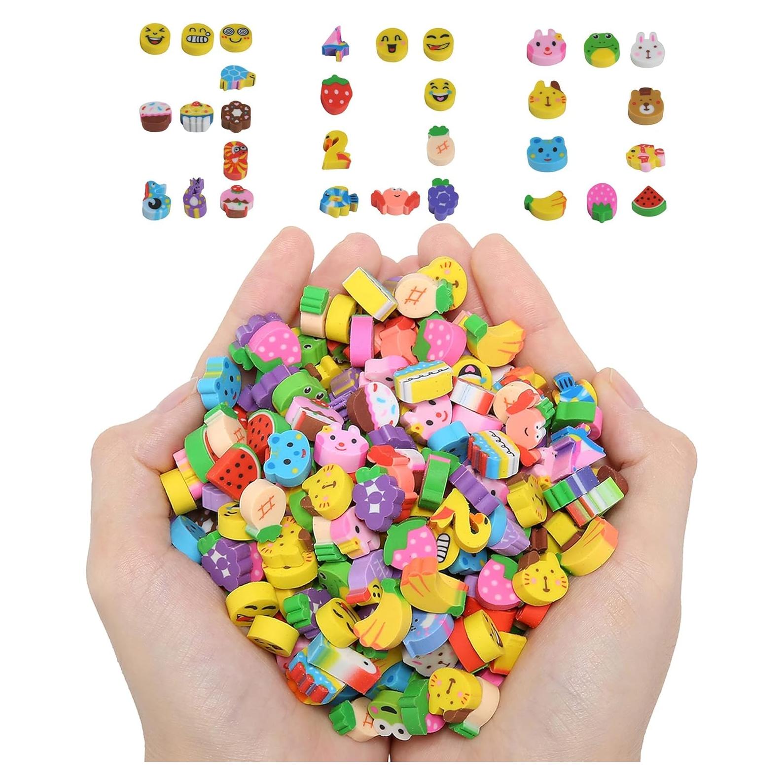 300 Gomas de Borrar Mini QDXATIVP Animales y Frutas 2.5-4 cm