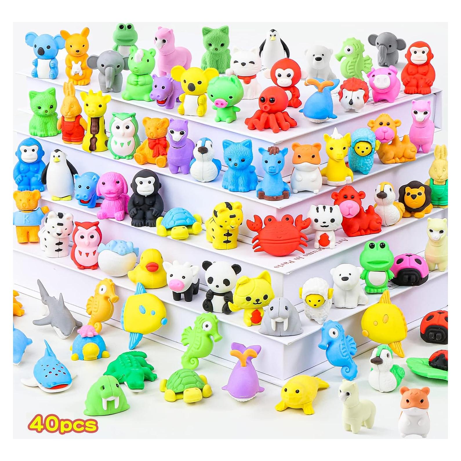 Gomas de Borrar 3D Kleeblatt 40 Pcs Animales para Niños