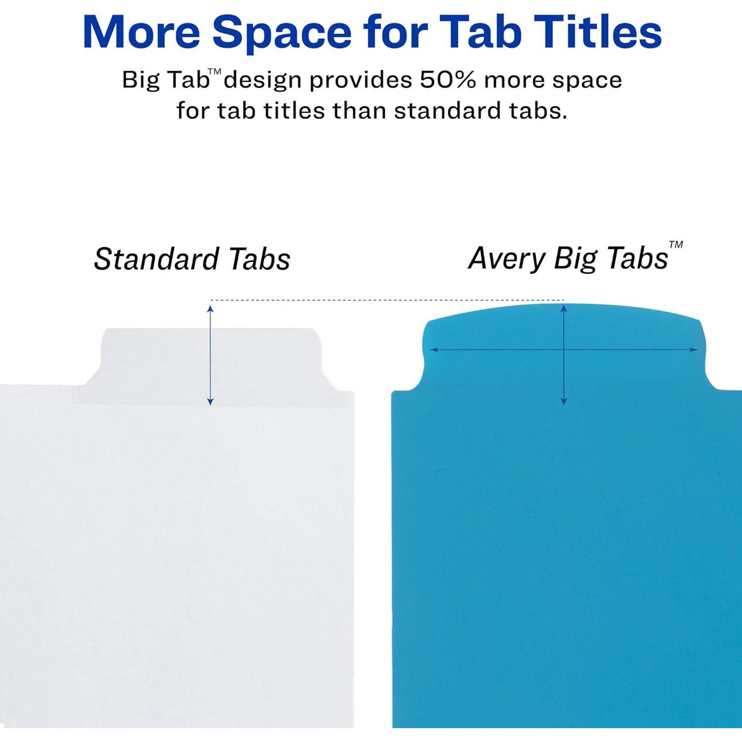 Separadores de plástico Avery Big Tab Write & Erase, 15 unidades