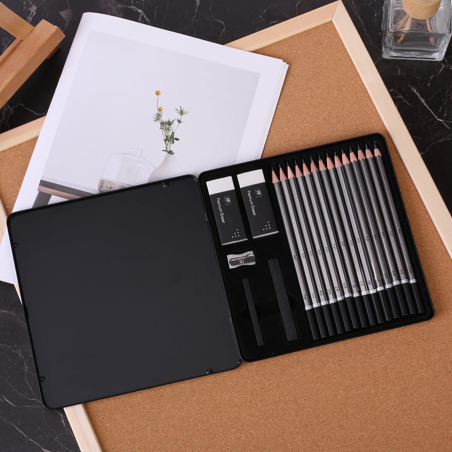 Lápices de Dibujo Mr. Pen 19 Pcs con Borradores y Sacapuntas