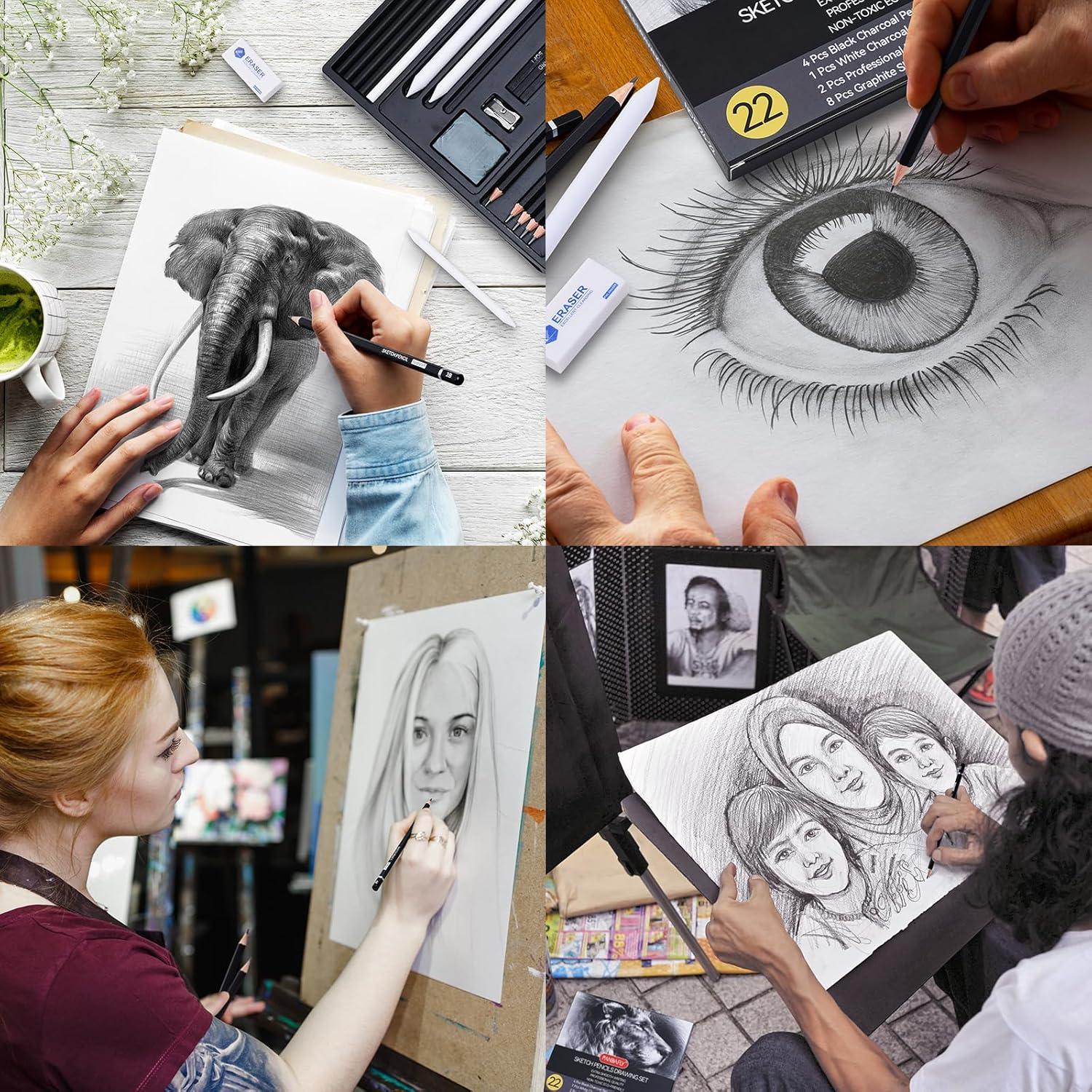 Juego de Lápices de Dibujo Profesional PANDAFLY 22 Piezas