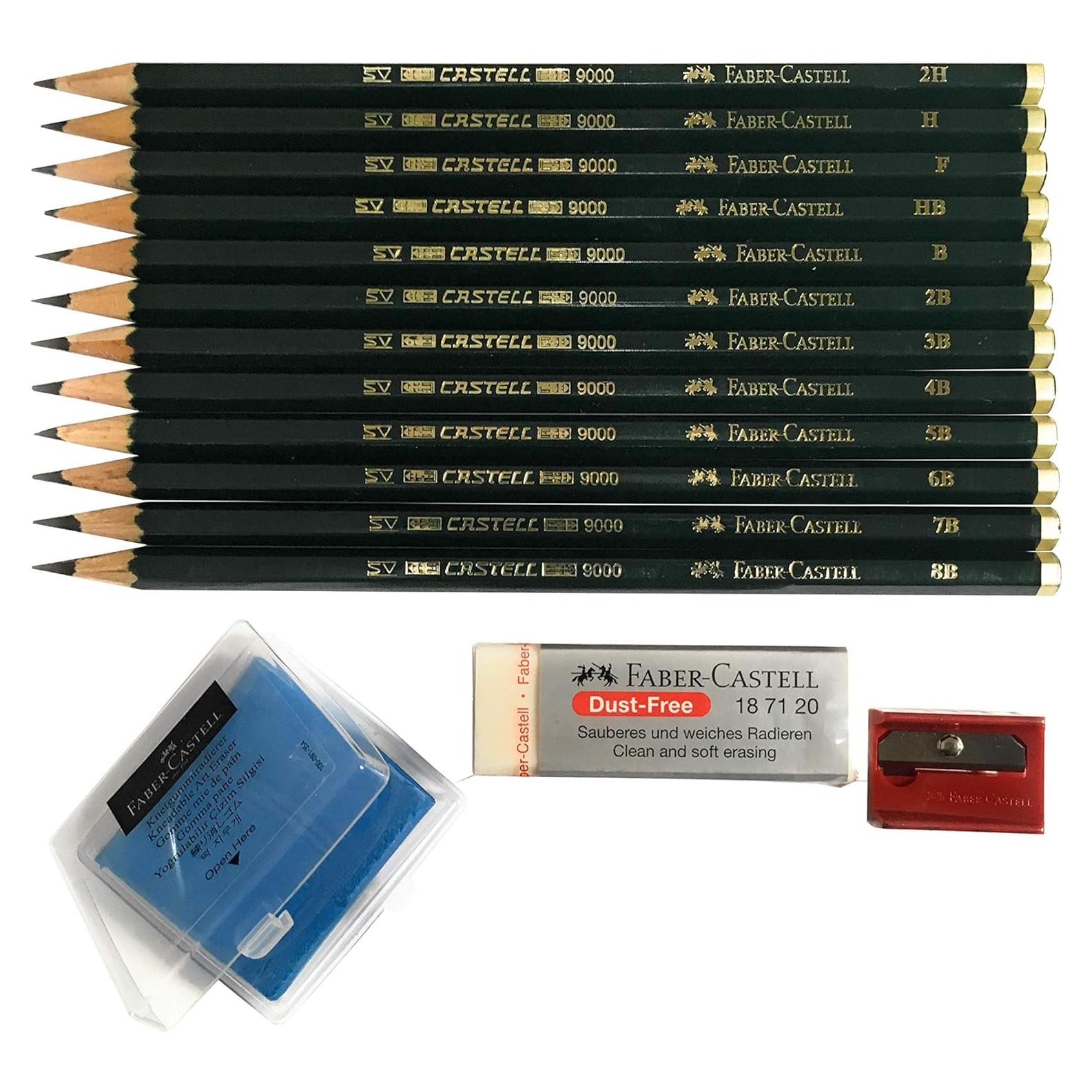 Conjunto de Lápices de Grafito Faber-Castell 9000 - 12 Piezas