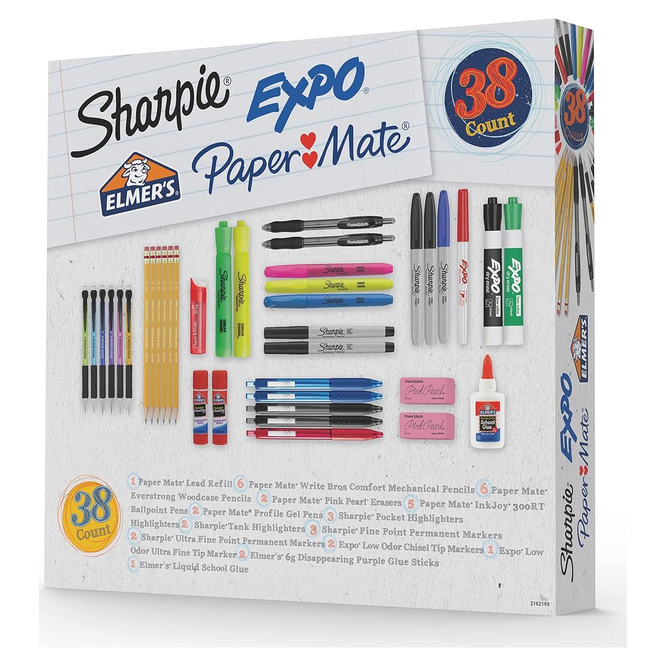 Kit de Suministros Escolares 38 Piezas Sharpie Paper Mate Expo