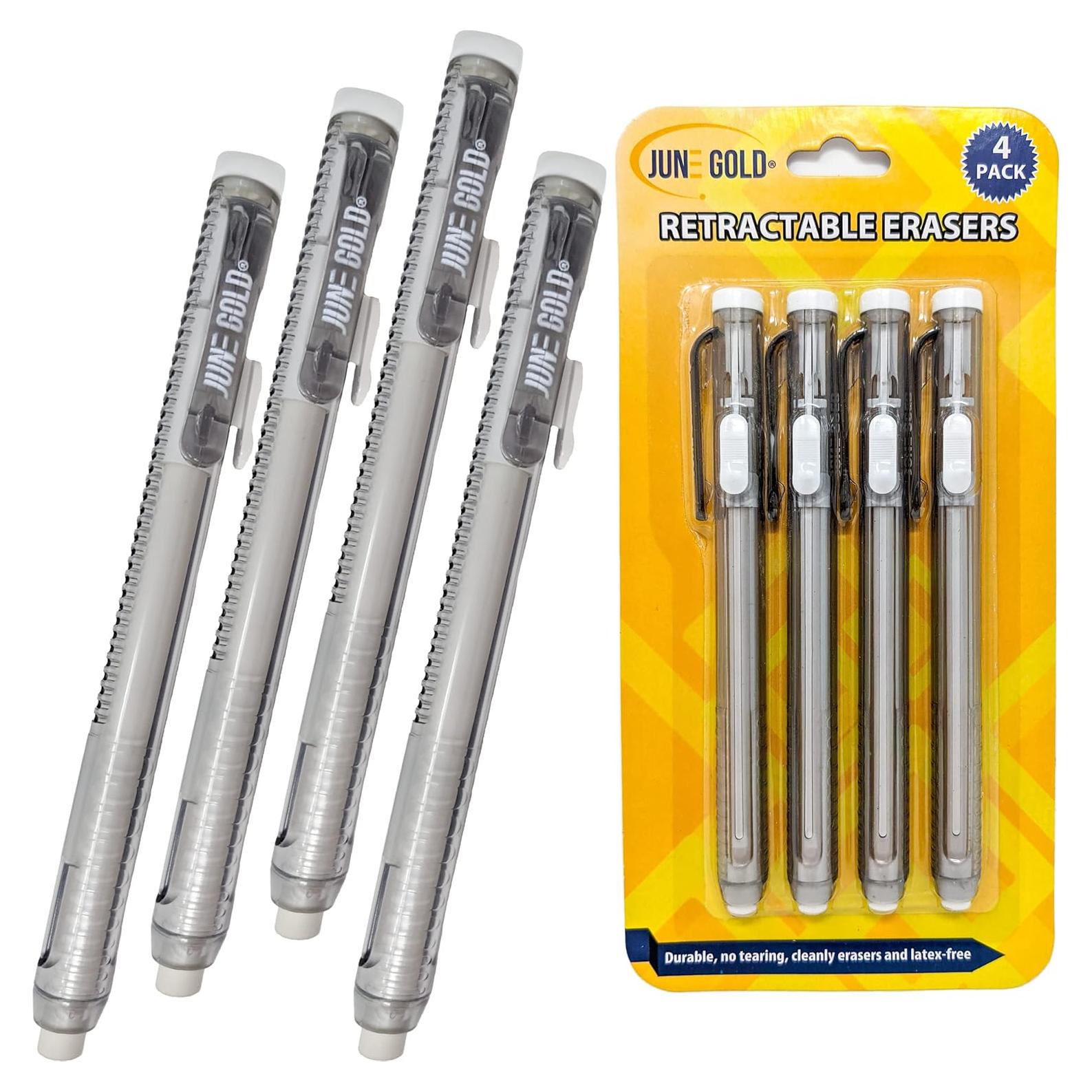 Paquete de 4 Gomas de Borrar Retráctiles June Gold - Vinilo Blanco