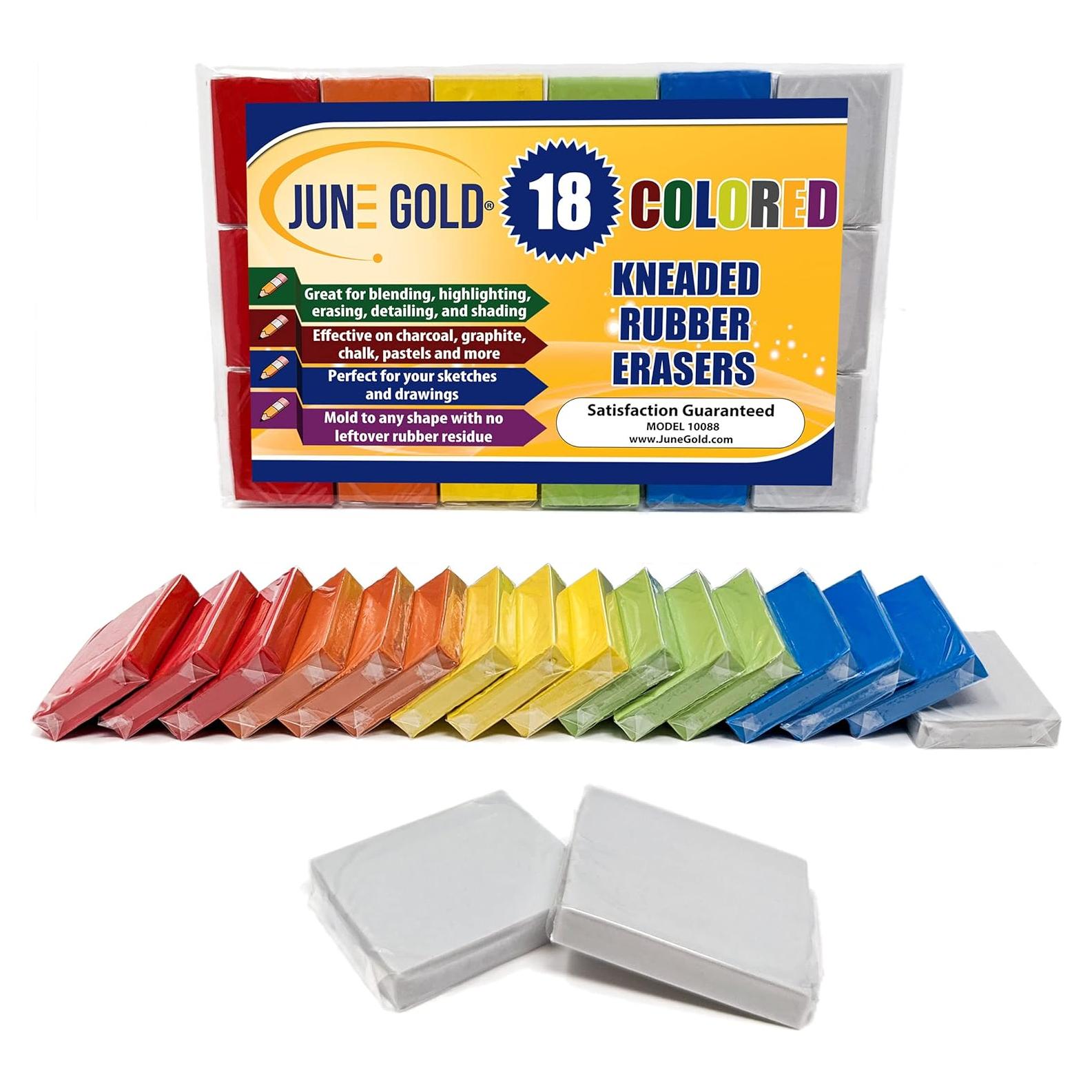 Gomas de Borrar Moldeables de Colores June Gold - 18 Piezas