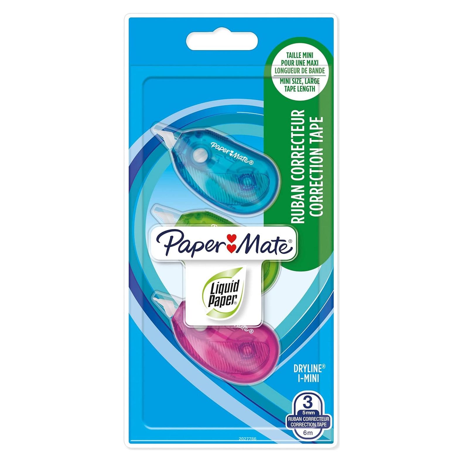 Cinta Correctora Paper Mate DryLine i-Mini - Paquete de 3