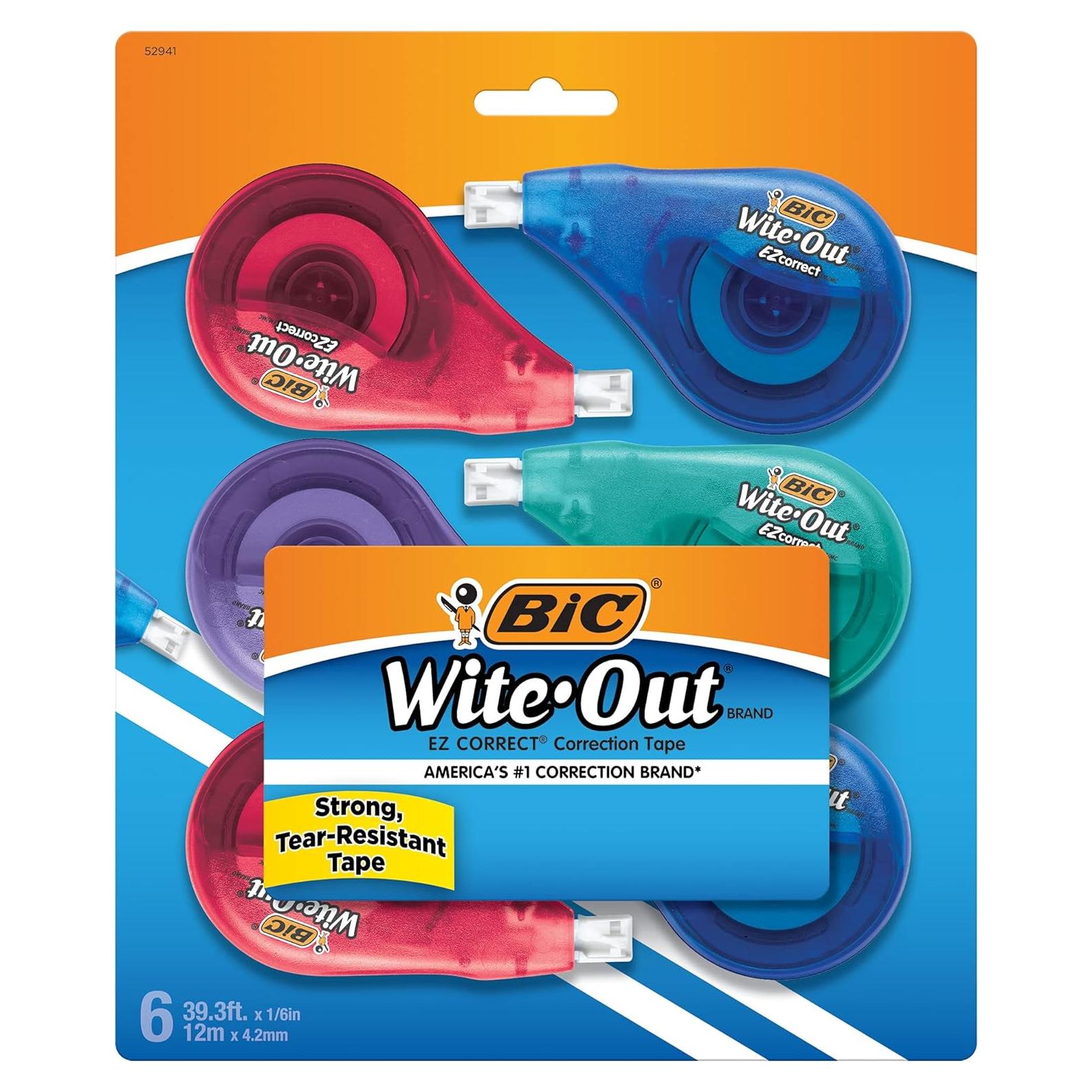 Cinta Correctora BIC Wite-Out EZ Correct, 6 Unidades, 12m