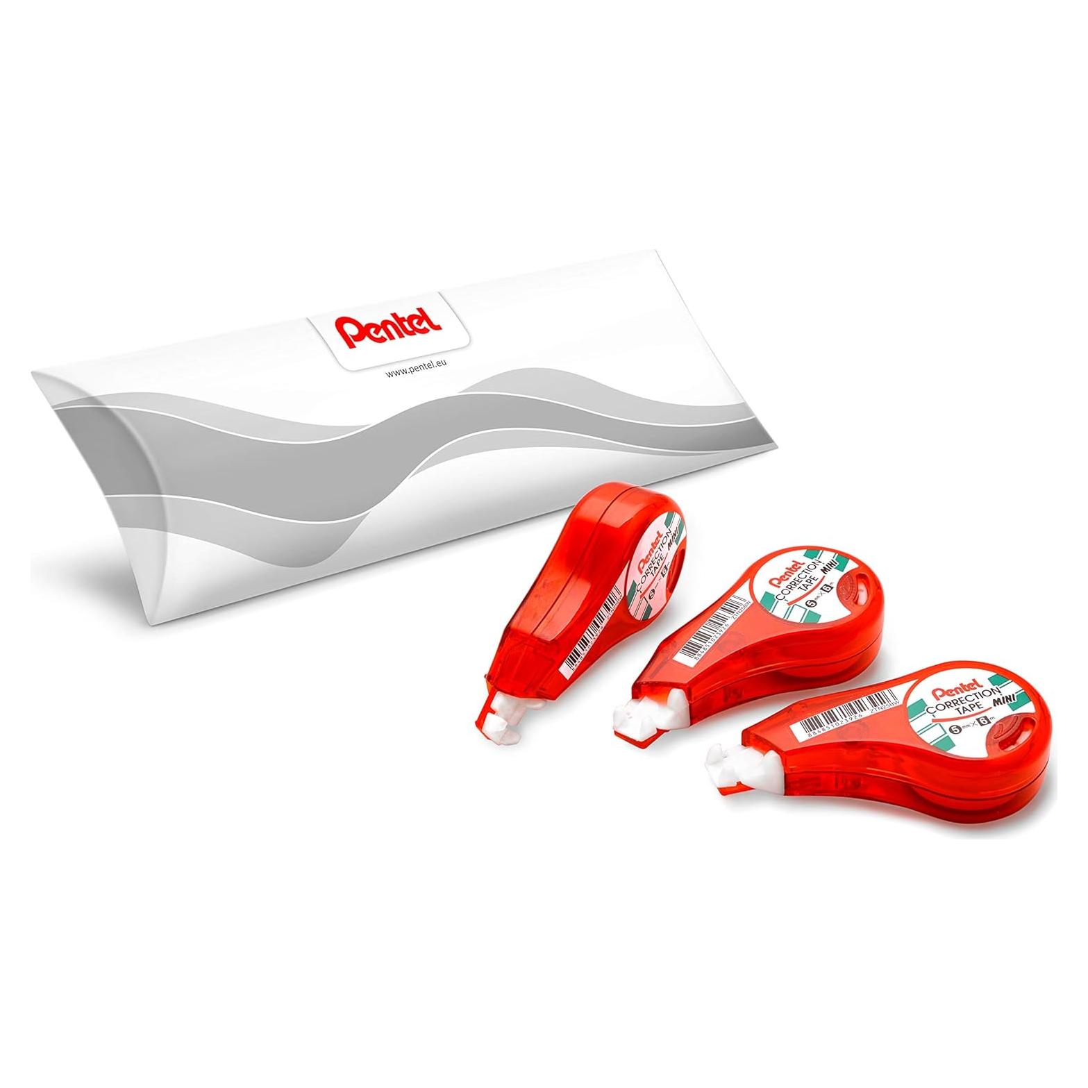 Cinta Correctora Mini Pentel ZTN25BW, Paquete de 3 unidades