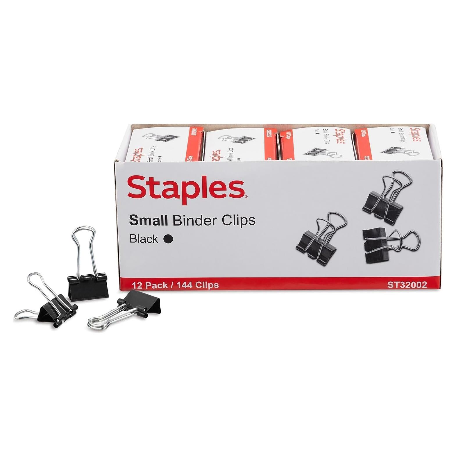 Grapas de papel Staples 9.5 mm negras, paquete de 144 unidades