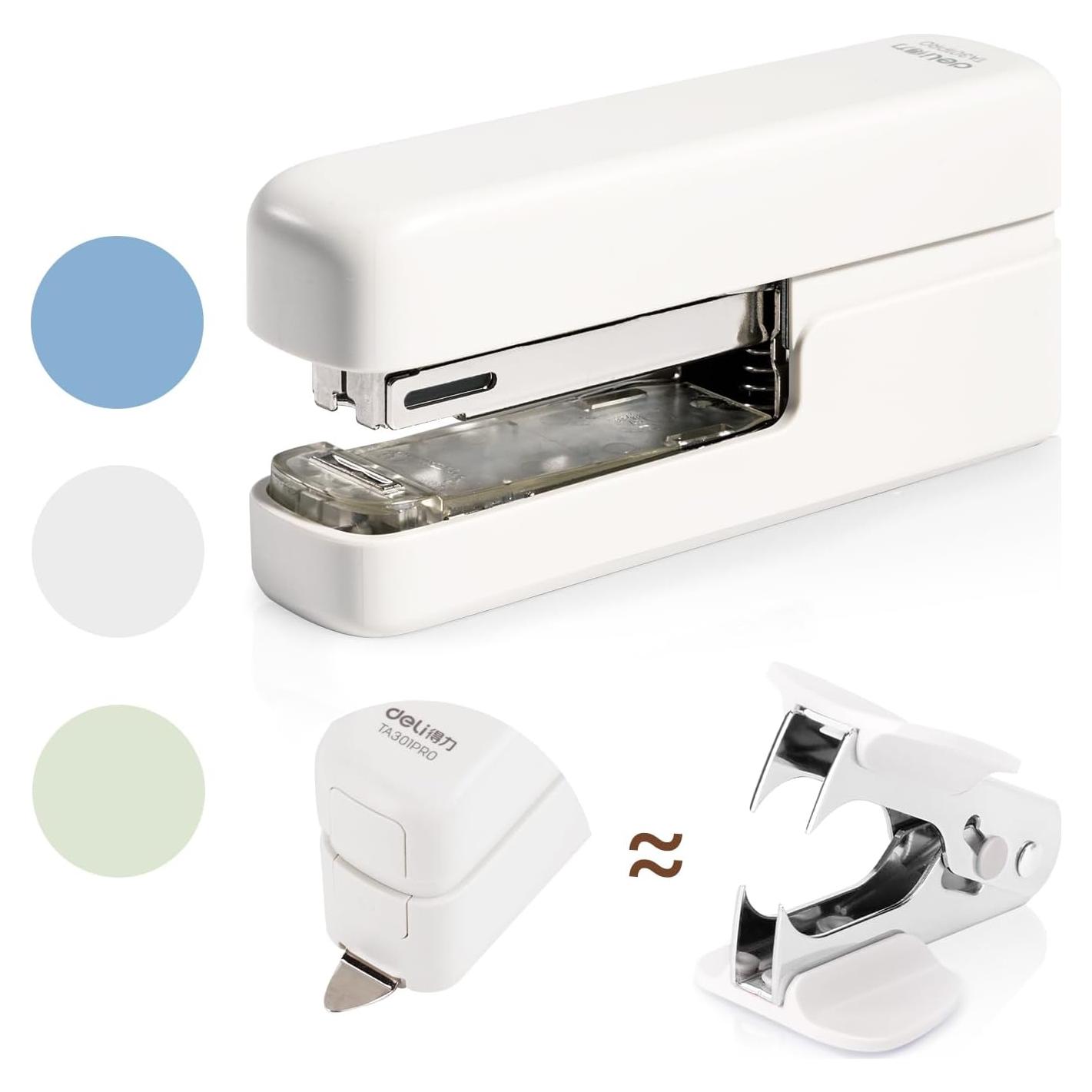 Grampadora Deli TA301 Blanca con Removedor de Grapas 40 Hojas