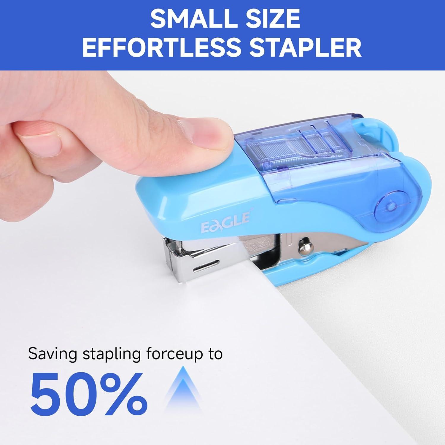 Grapadora Mini Eagle TYSS010 Azul, Capacidad 20 Hojas, 1000 Grapas
