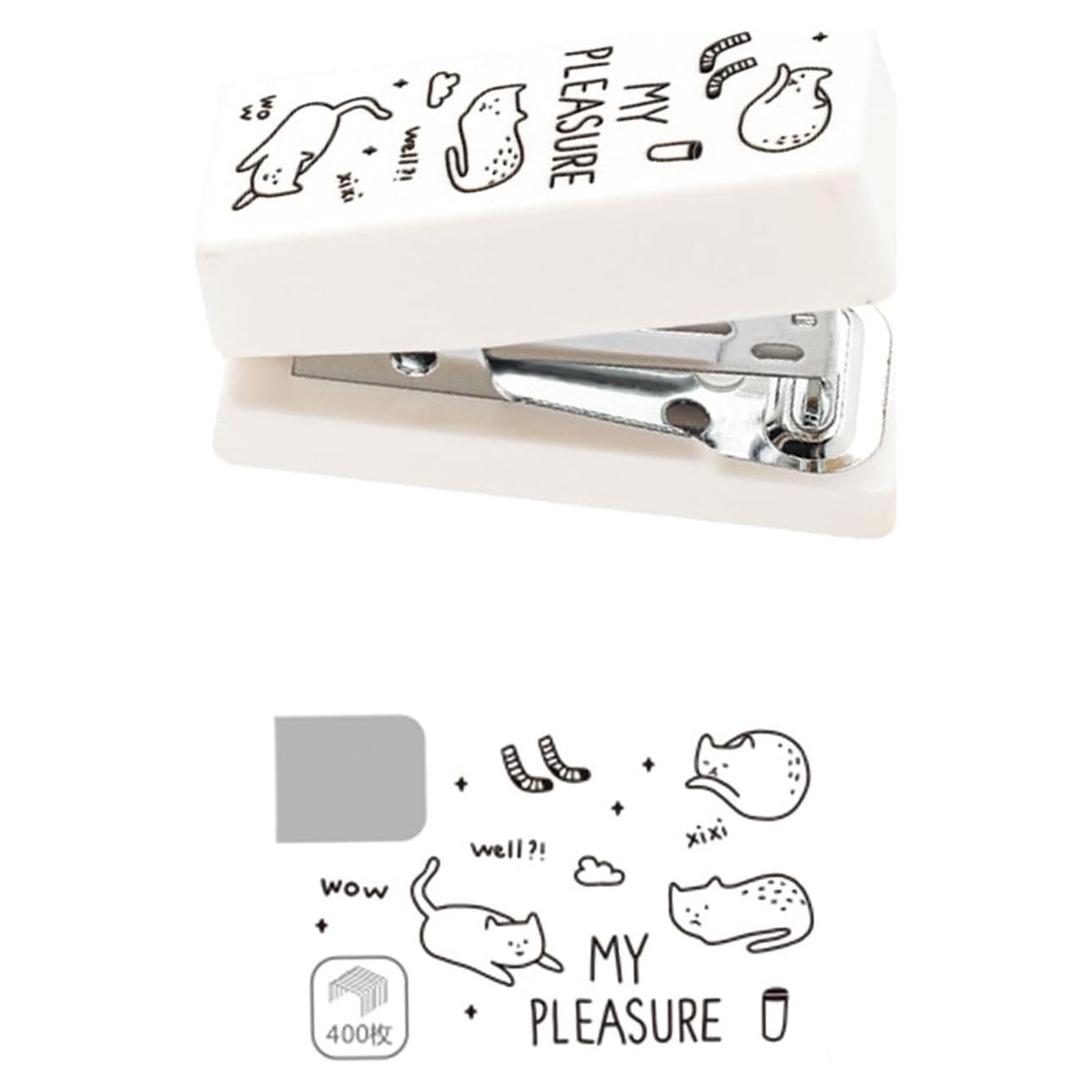 Grapadora de Caricatura MOZXIRZ Mini Blanca con 400 Grapas