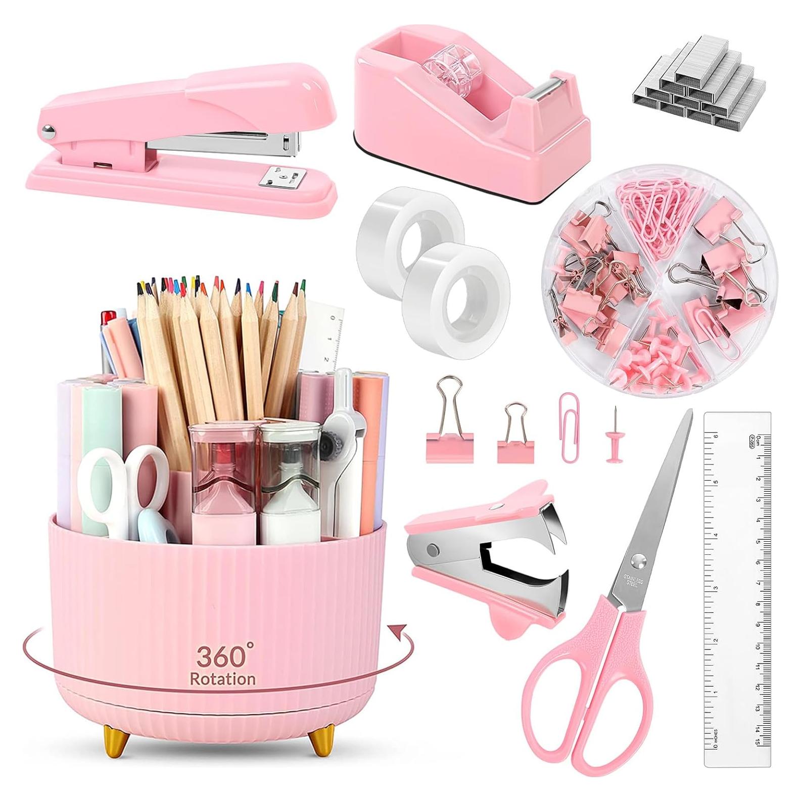 Kit de Accesorios de Escritorio SKYDUE Rosa 10 Piezas