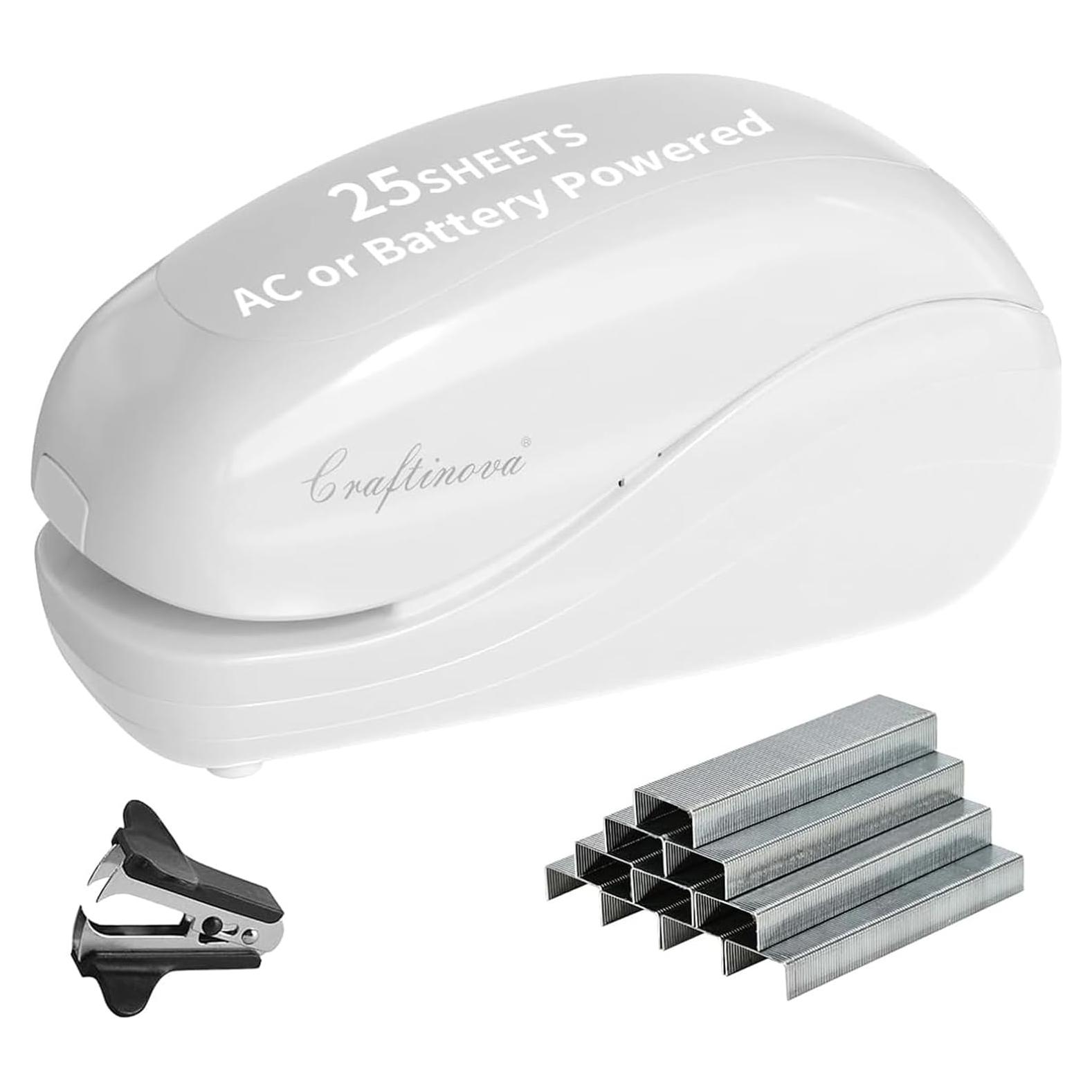 Grapadora Eléctrica Craftinova ES1203, 25 Hojas, Blanca