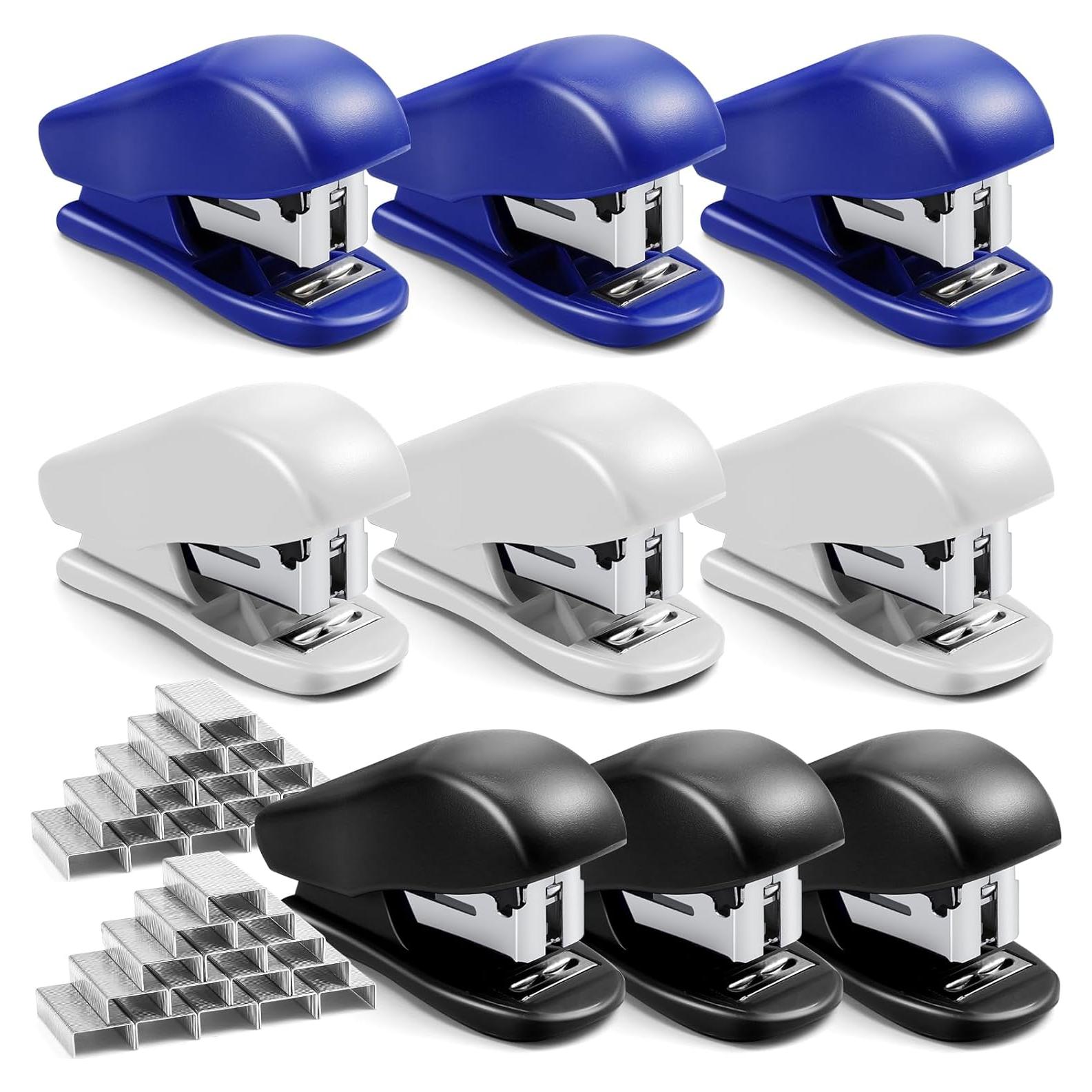 9 Mini Grapadoras Cabaubl con 4320 Grapas Estándar - Azul, Blanco, Negro