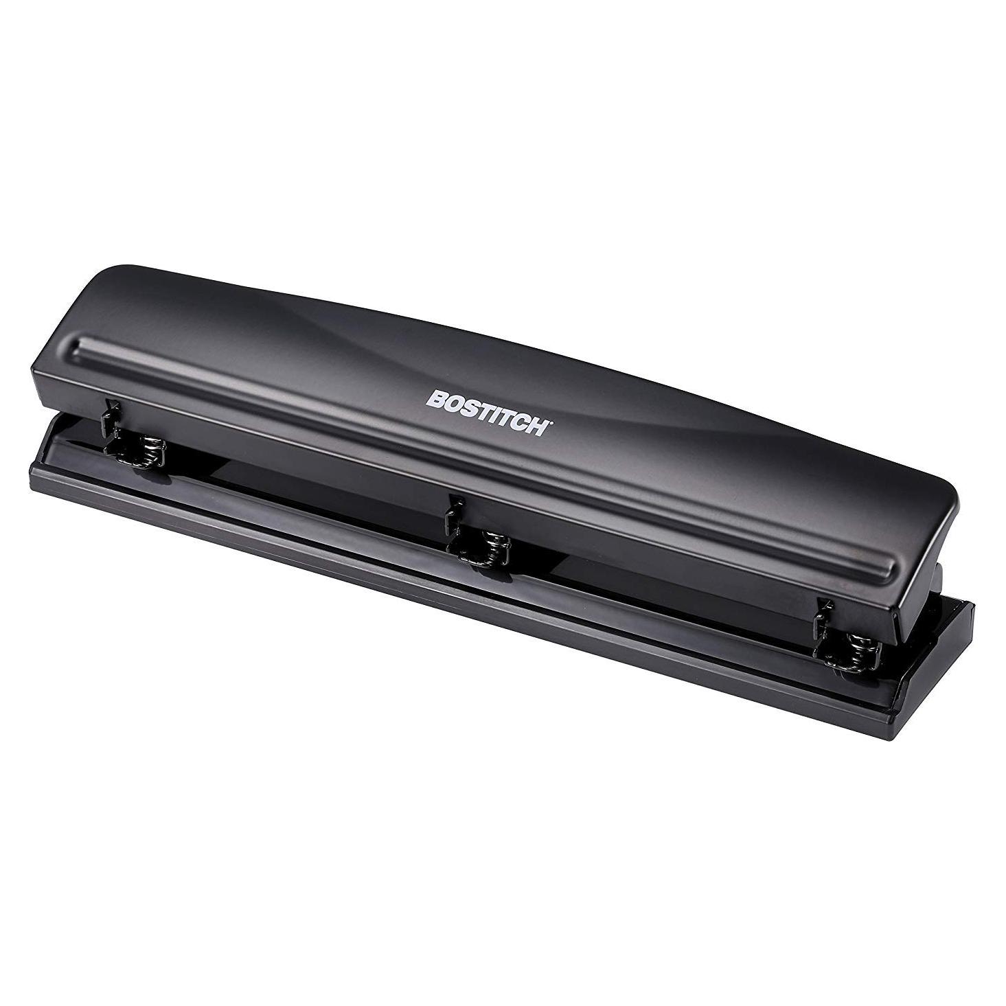 Perforadora Bostitch 3 Agujeros Metal 12 Hojas Negro