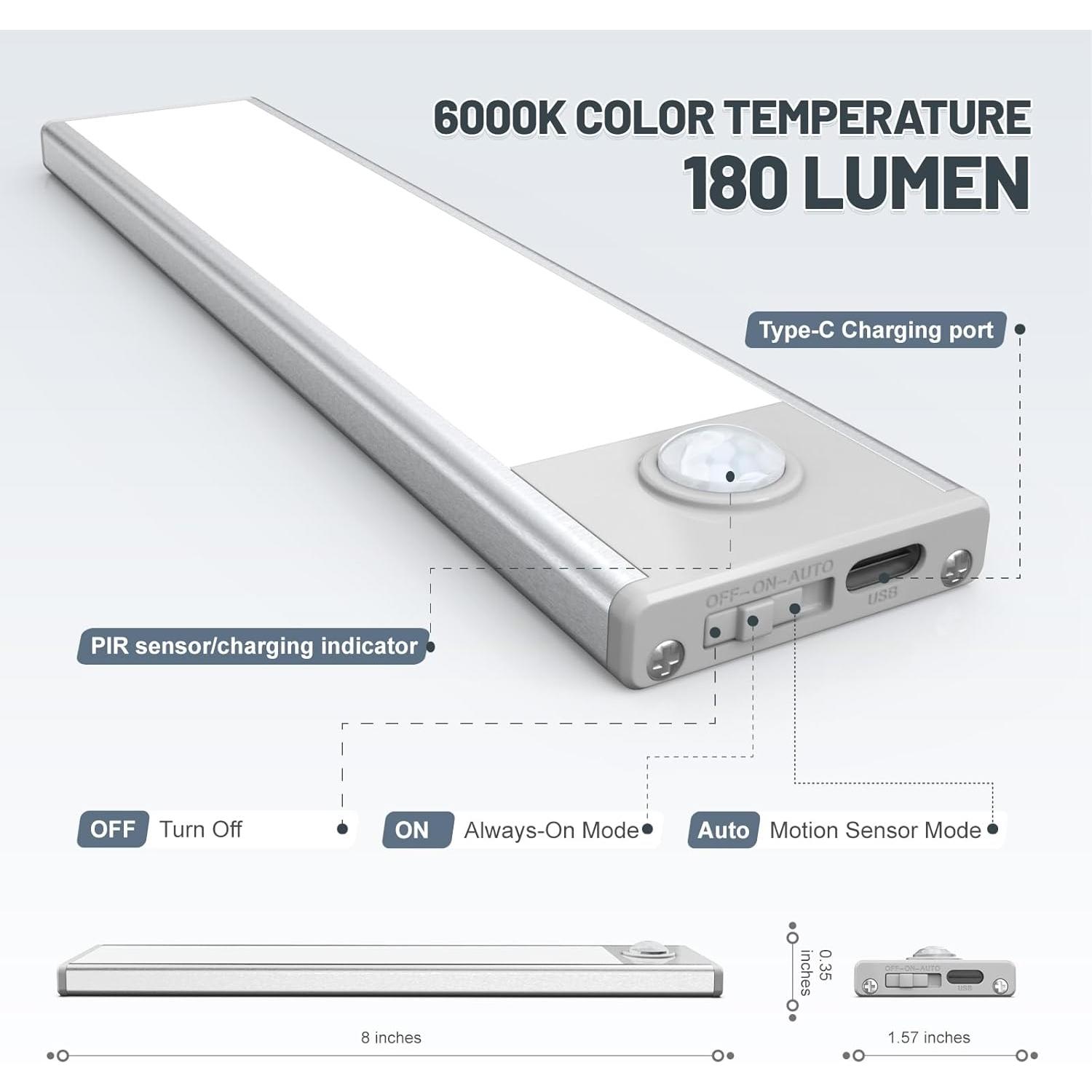 Paquete de 6 luces LED bajo gabinete AVEVA con sensor de movimiento