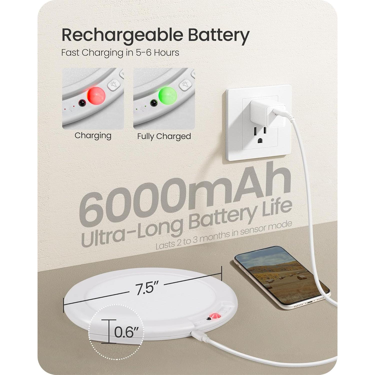 Luz de Techo Inalámbrica GOEBLESON con Sensor de Movimiento LED