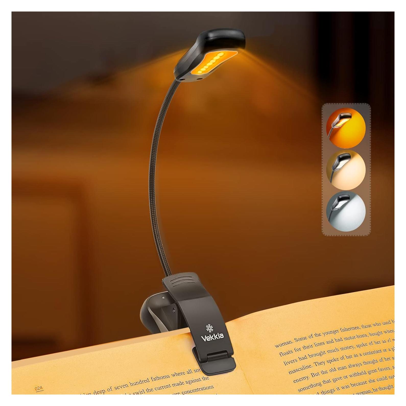 Luz de Libro Recargable Vekkia Ámbar 3 Brillos 3 Temperaturas