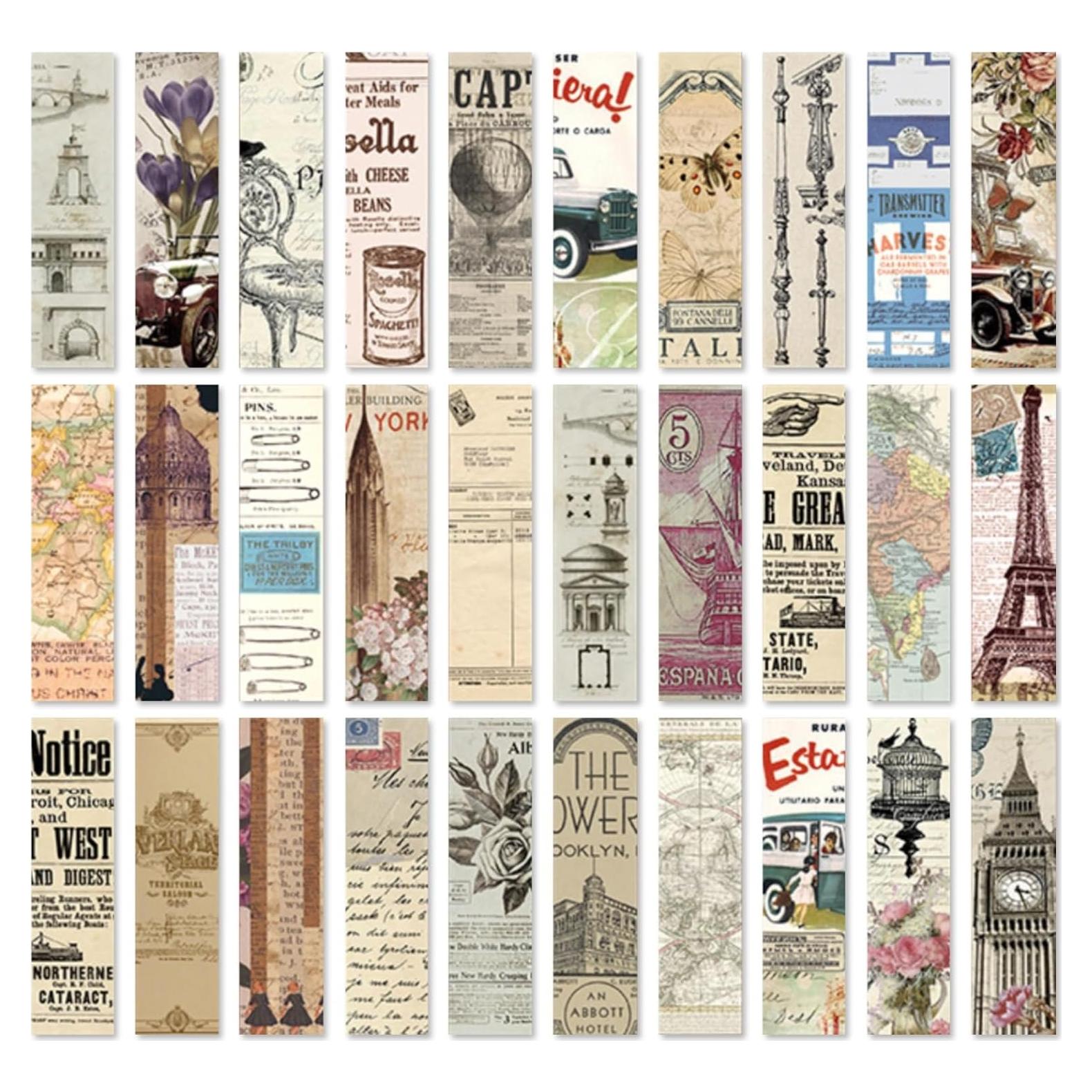 30 Marcadores Vintage Genérico de Cartón para Lectura