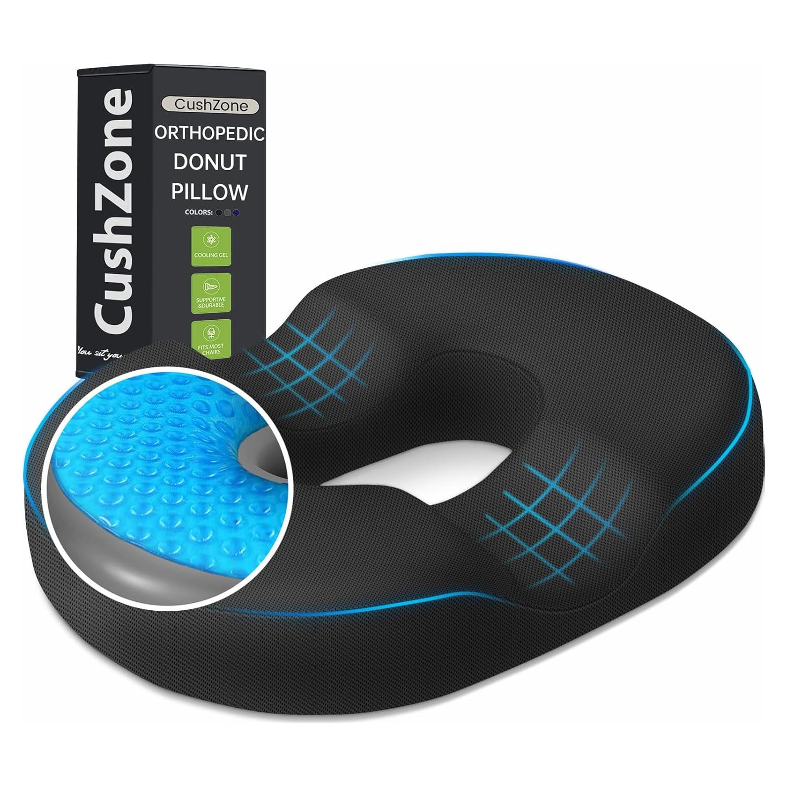 Cojín de Asiento Donut CushZone - Espuma Viscoelástica y Gel 43.2x34.3cm