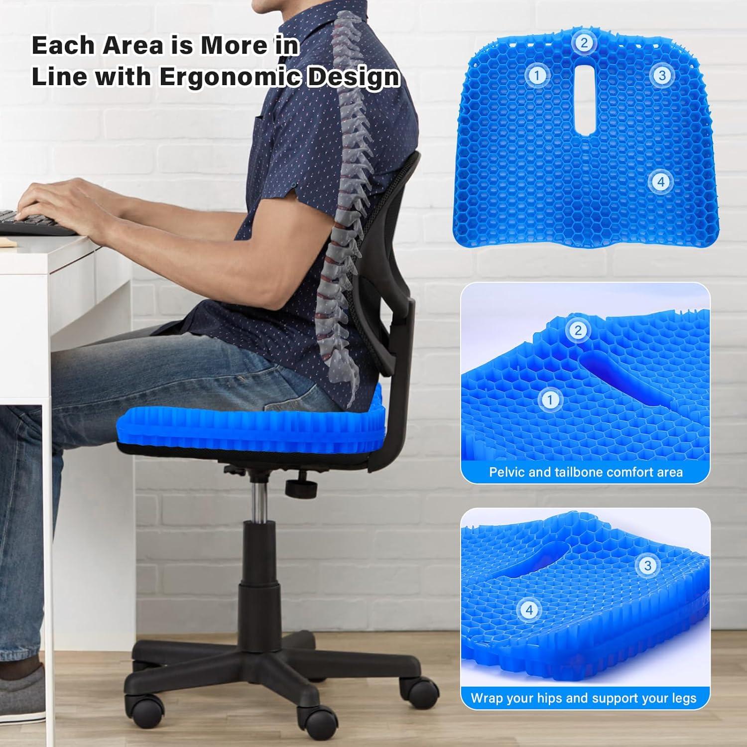 Cojín de Asiento de Gel Bilbear Grande 42x35 cm Azul