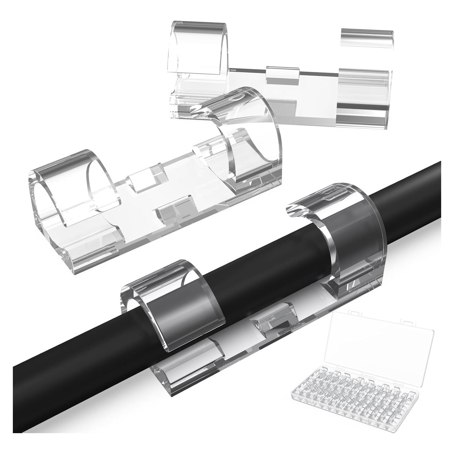 30 Clips Adhesivos para Cables UonBexj - Organizador Transparente