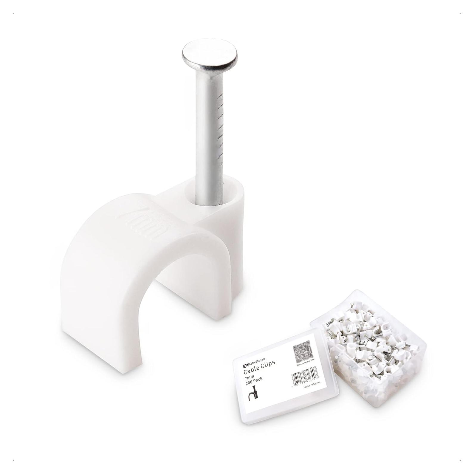 Clips de Cable con Clavo Cable Matters 200 Unidades 7mm Blanco