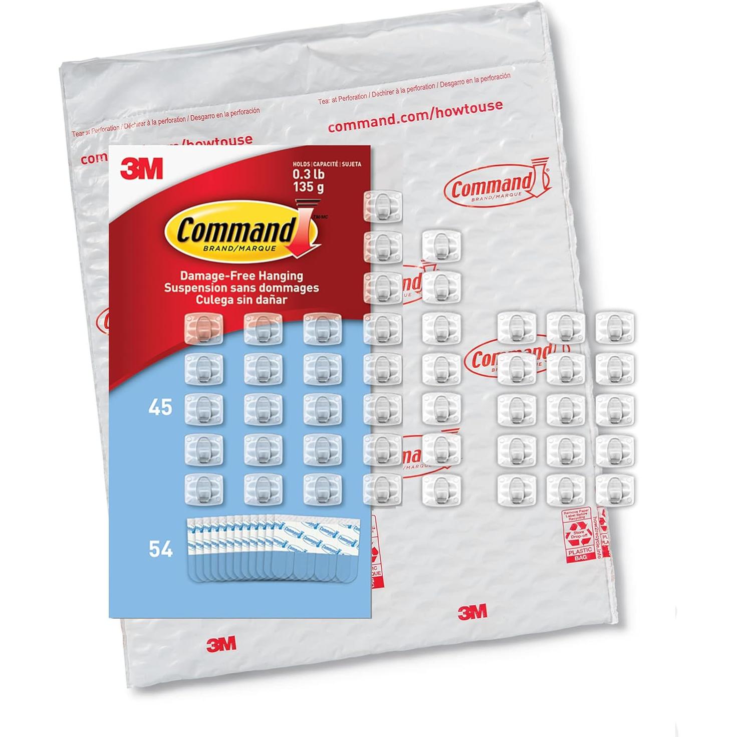 Clips de Luz Mini Command 45 Piezas Transparentes para Interior