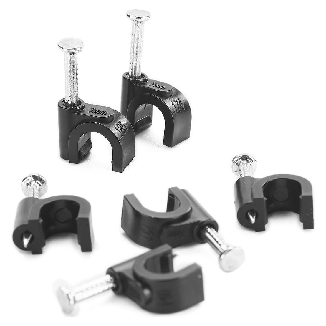 Clips de Cable Ethernet Cat6 HS - 200 Piezas 7mm Negros