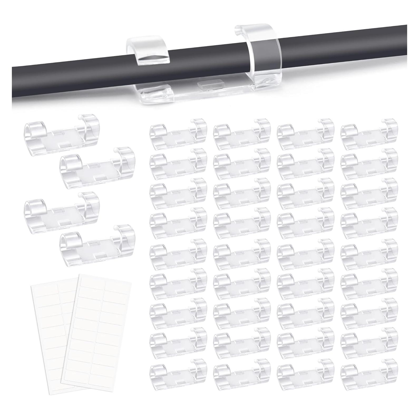 40 Clips de Gestión de Cables Autoadhesivos Quacc 33x12mm