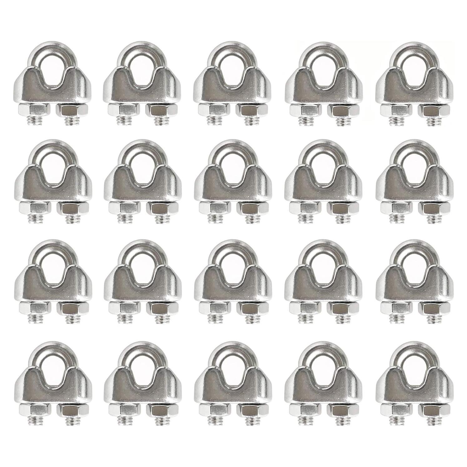 20 Clips de Cable de Acero Inoxidable HEVER M3 17x8.5mm