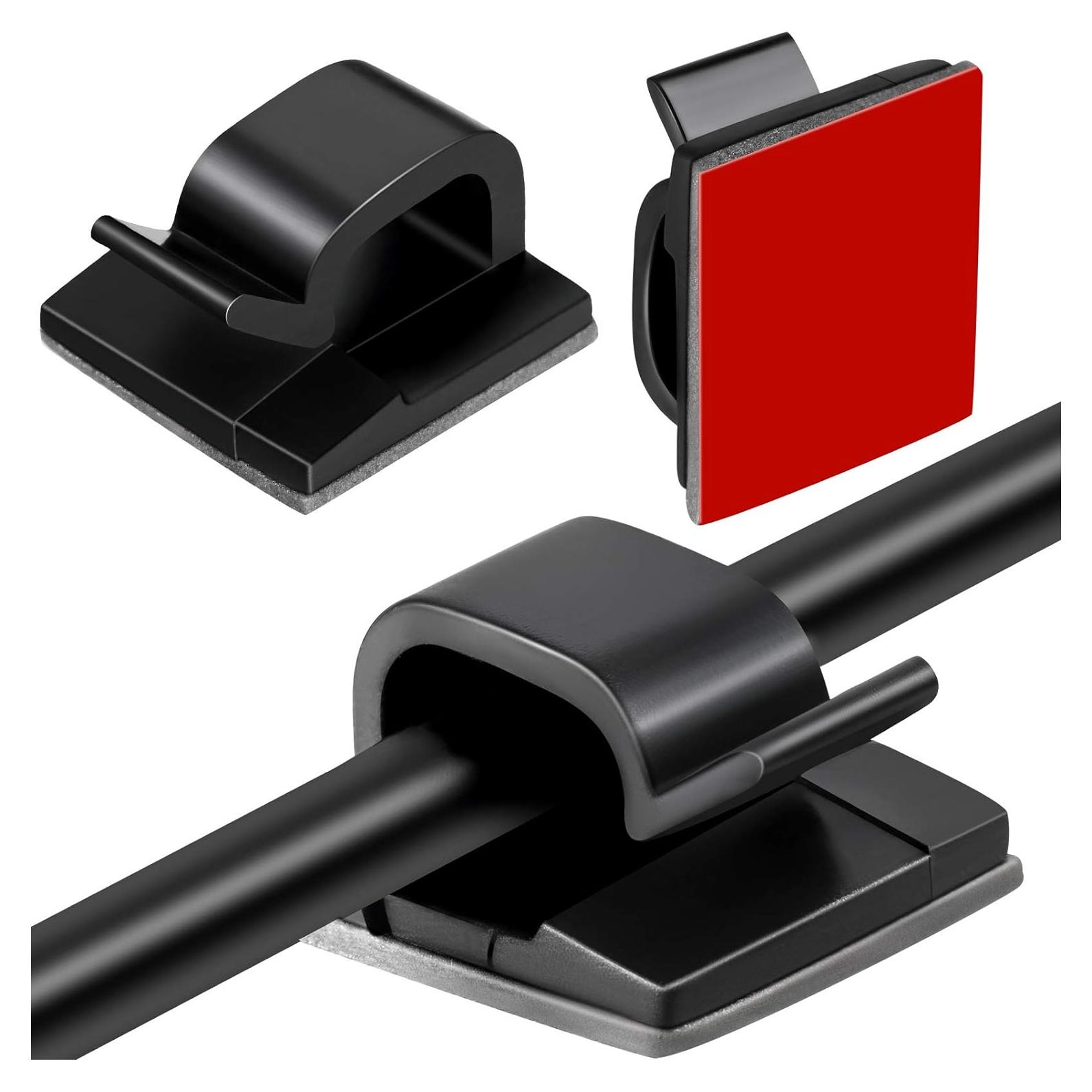 Clips de Cable Adhesivos Maitys 60 Piezas Grande Negro