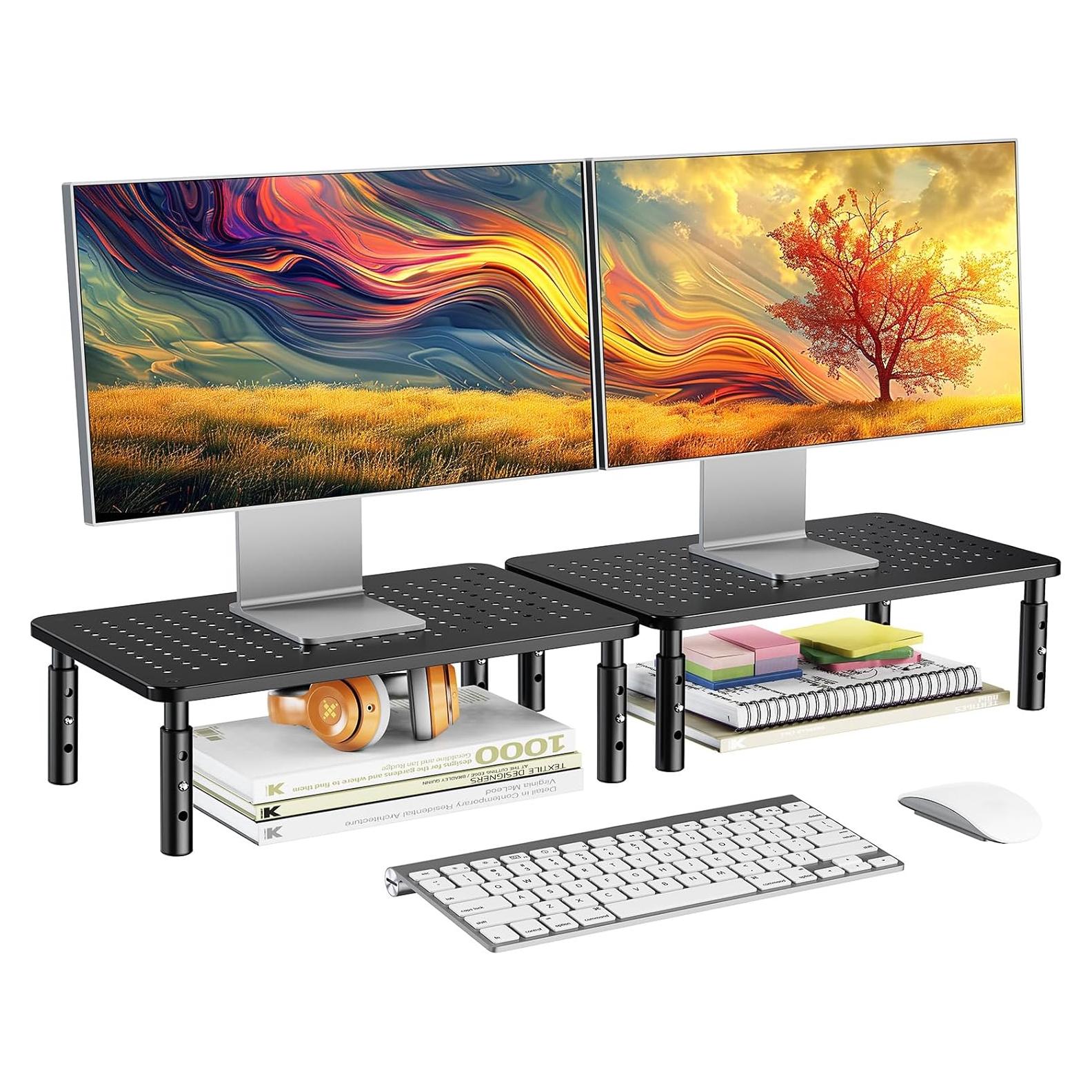 Soporte para Monitor Ajustable HUANUO para 2 Monitores Negro