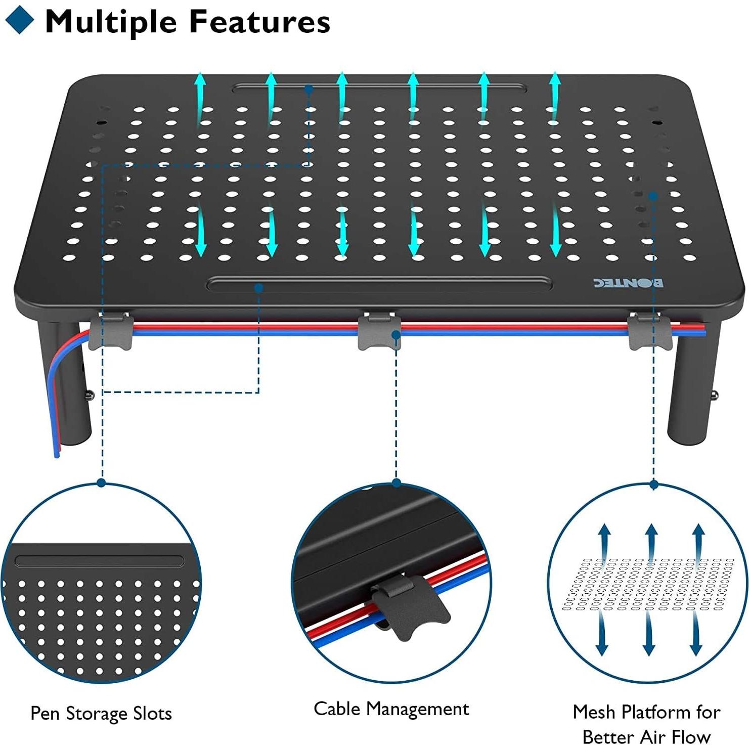 Soporte de Monitor Ergonómico BONTEC Ajustable 3 Alturas 19.96 kg