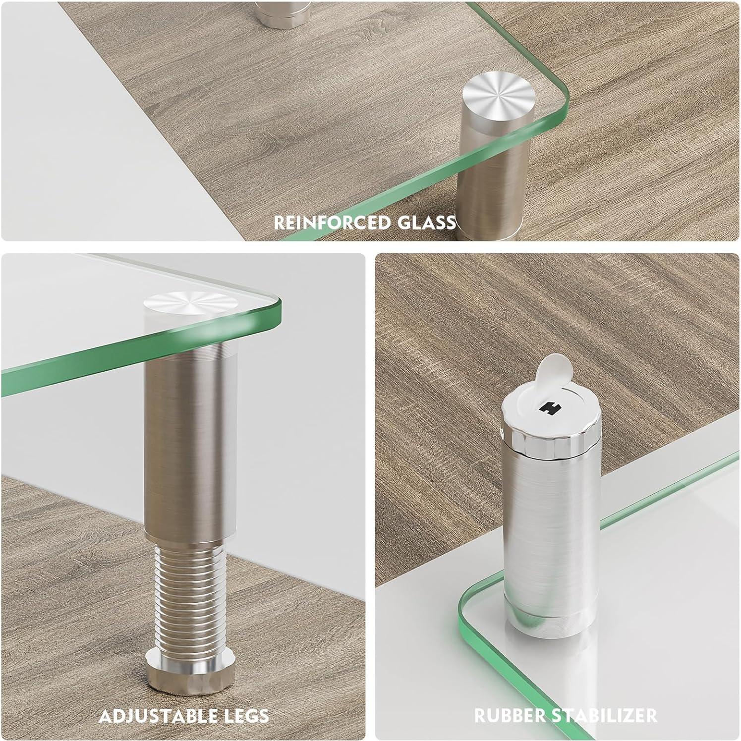 Soporte para Monitor HEMUDU - Paquete de 2, Altura Ajustable, Vidrio Templado