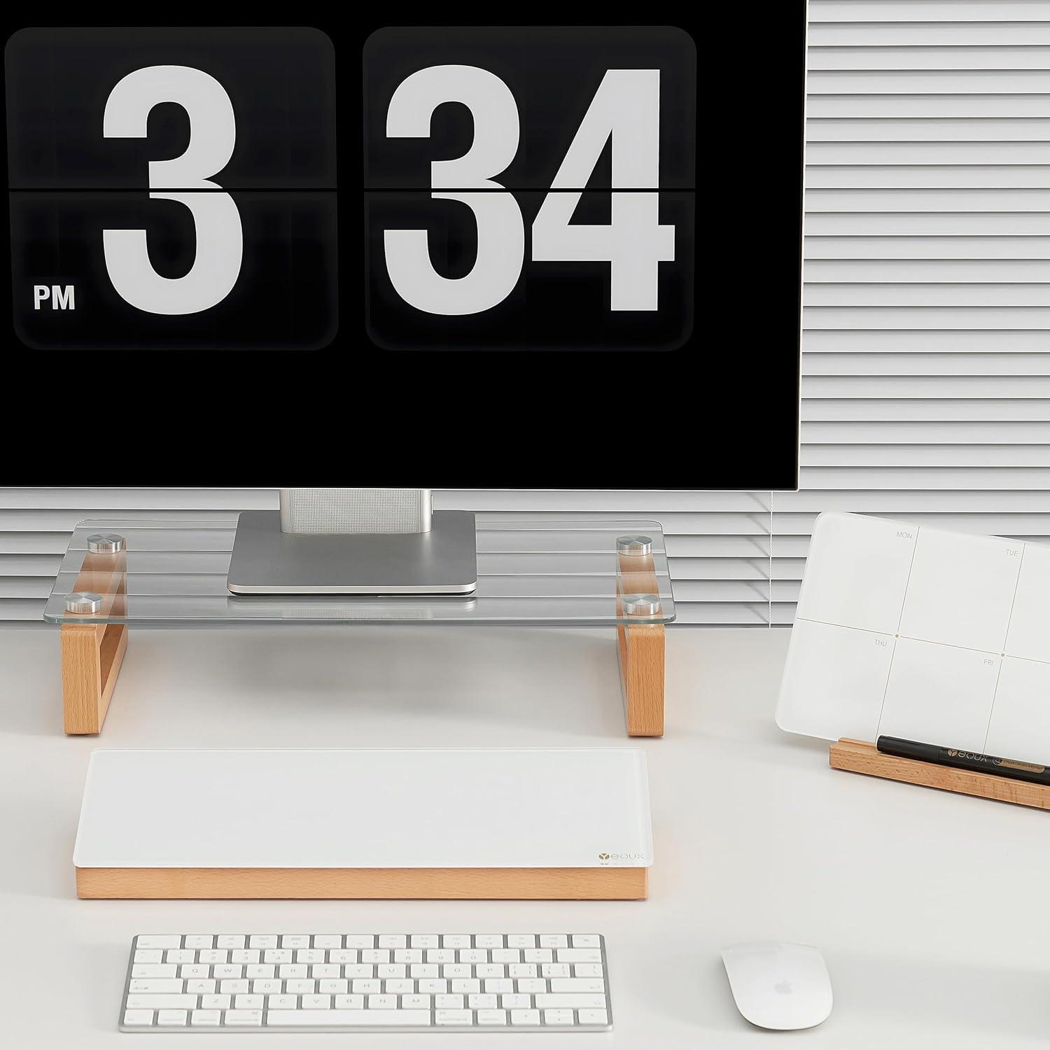 Soporte Elevador de Monitor YEOUX de Madera y Vidrio 43.2x22.9 cm