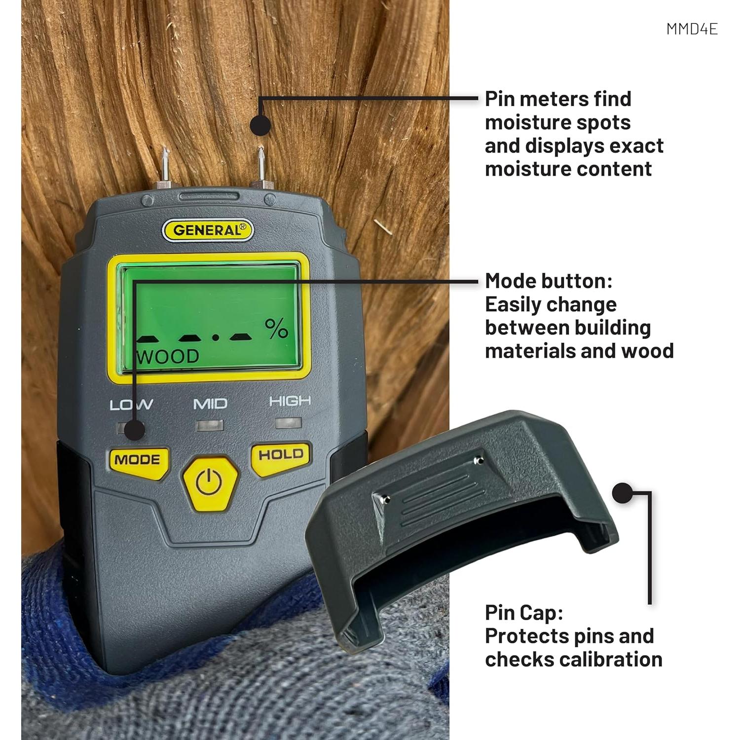 Medidor Digital de Humedad General Tools MMD4E Tipo Pin