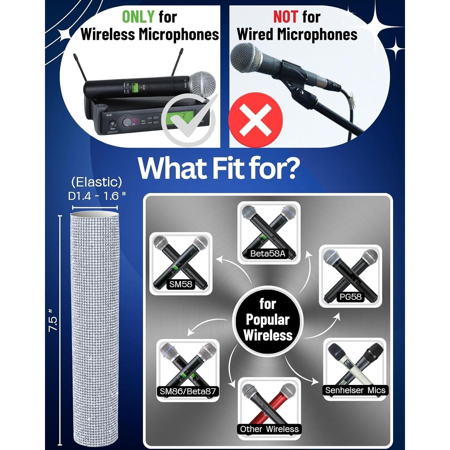 Cubierta de Mango de Micrófono Inalámbrico RhymKawa Plateada