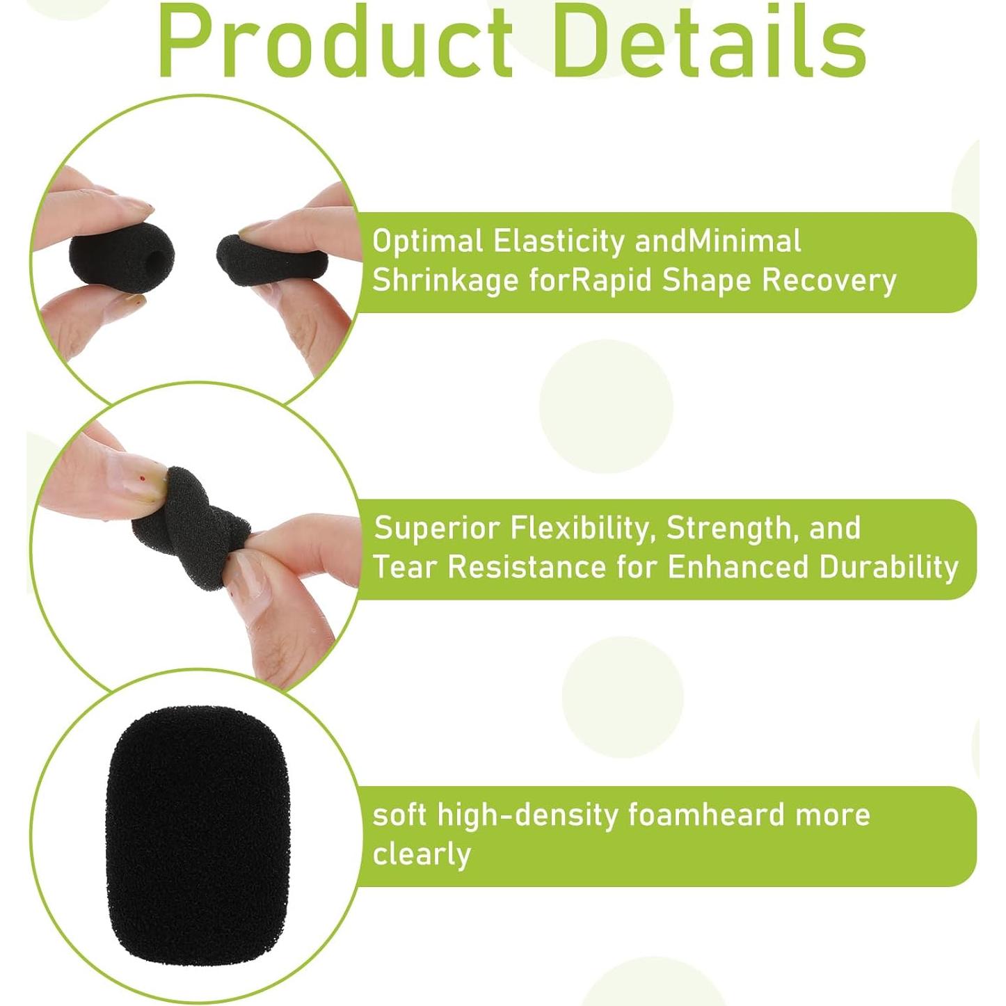 Paquete de 10 Fundas de Micrófono de Espuma Mini Negra