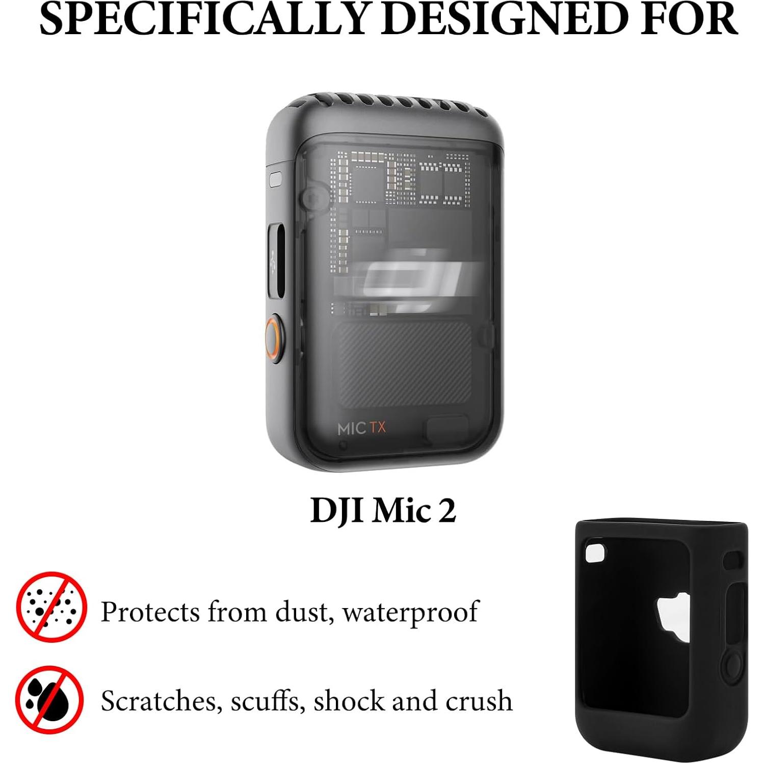Funda protectora de silicona Geekria para micrófono DJI Mic 2 - 2 unidades