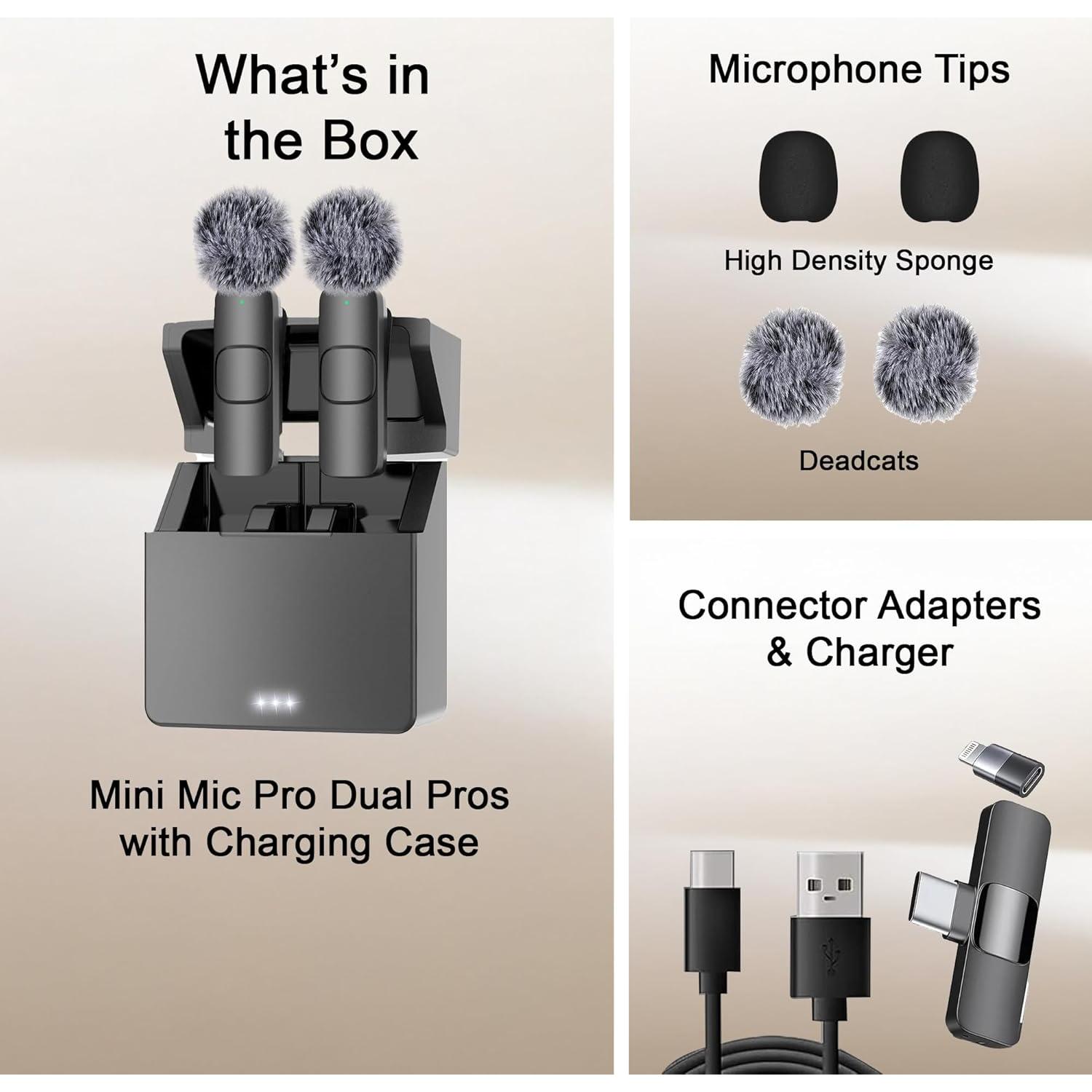 Mini Mic Pro - Micrófono Inalámbrico Lavalier para iPhone y Android