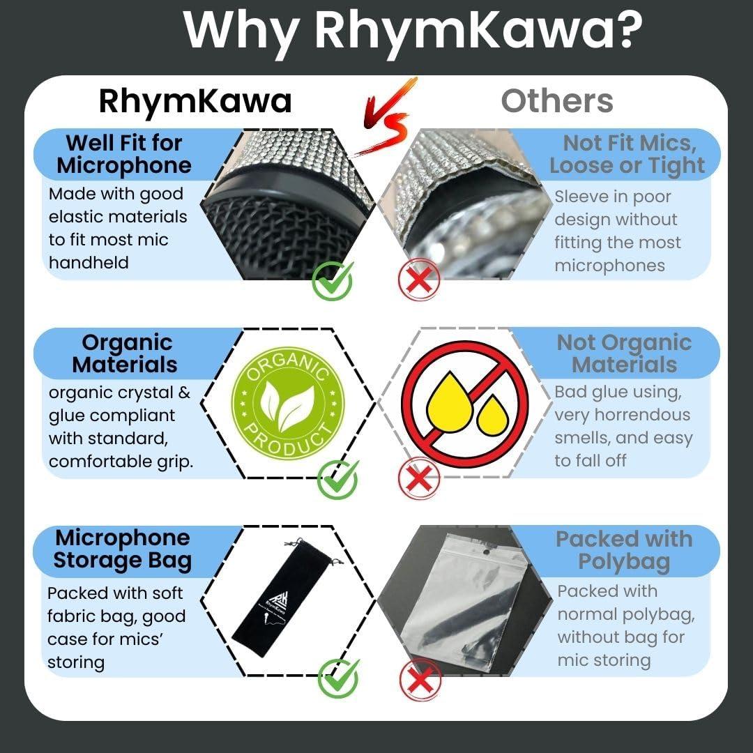 Funda de Mango Plateada RhymKawa para Micrófonos SM58 y BETA58A