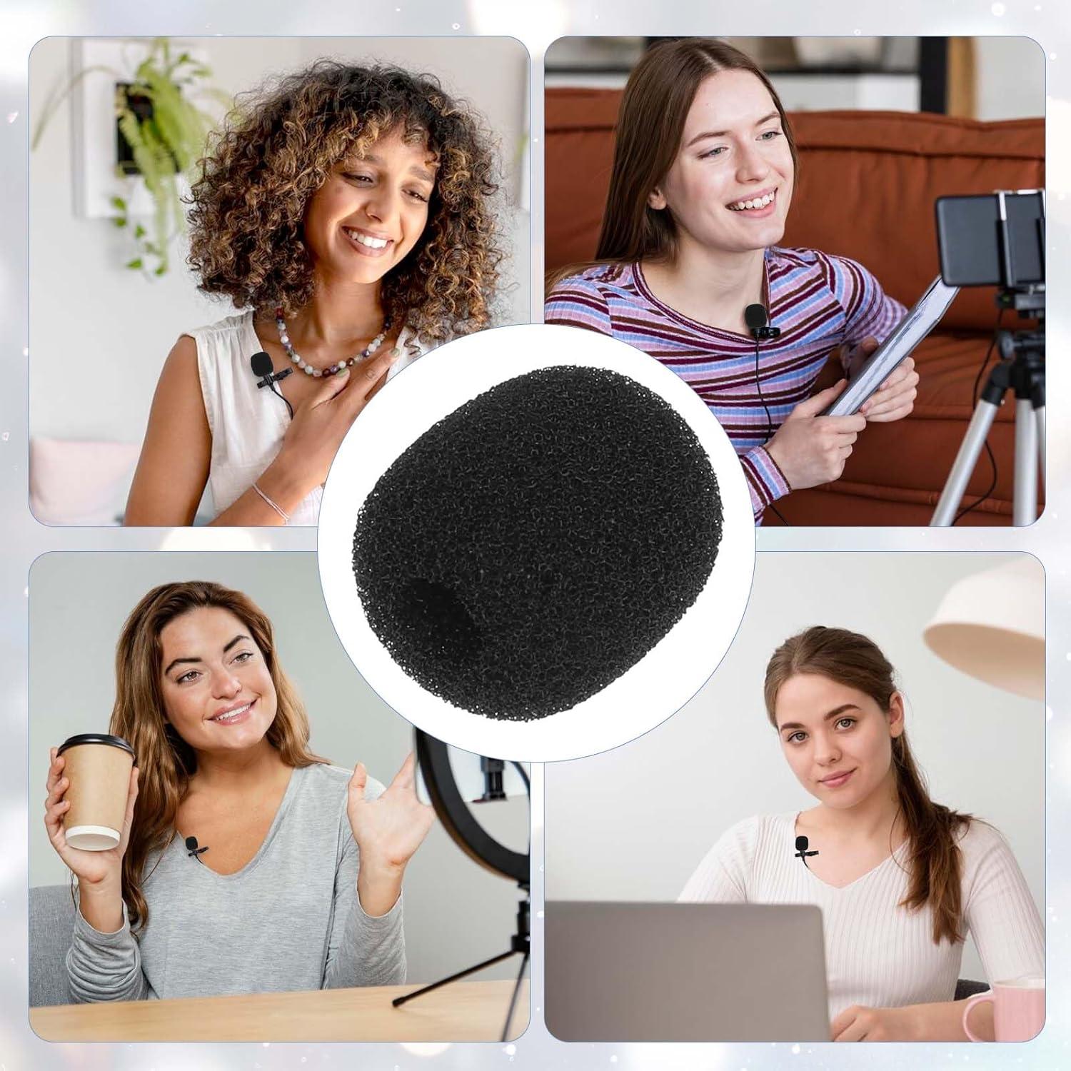 10 Cubiertas de Espuma para Micrófono Lavalier - Negro