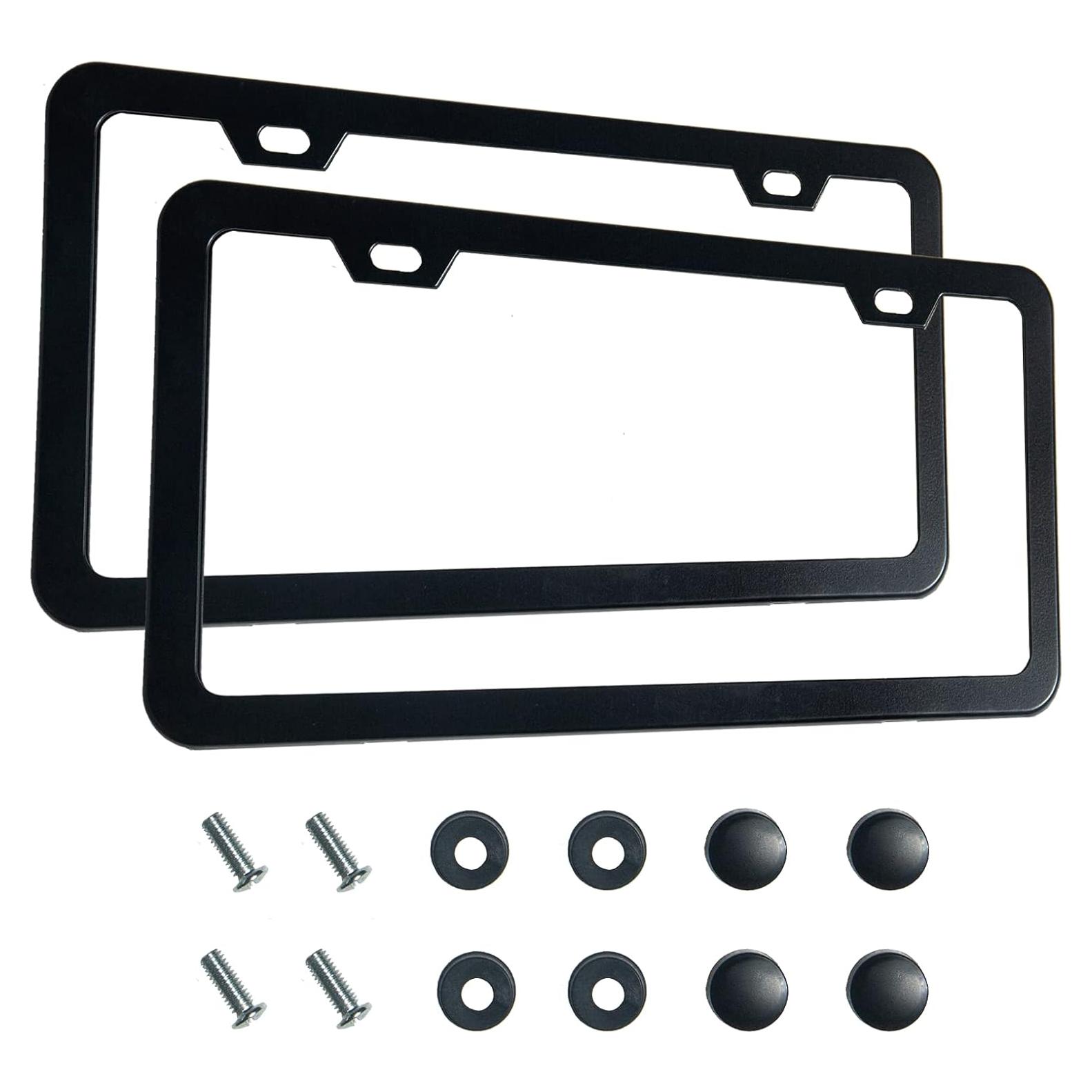 2 Marcos de Placas de Licencia Negros Mate Lengnoyp - Aluminio