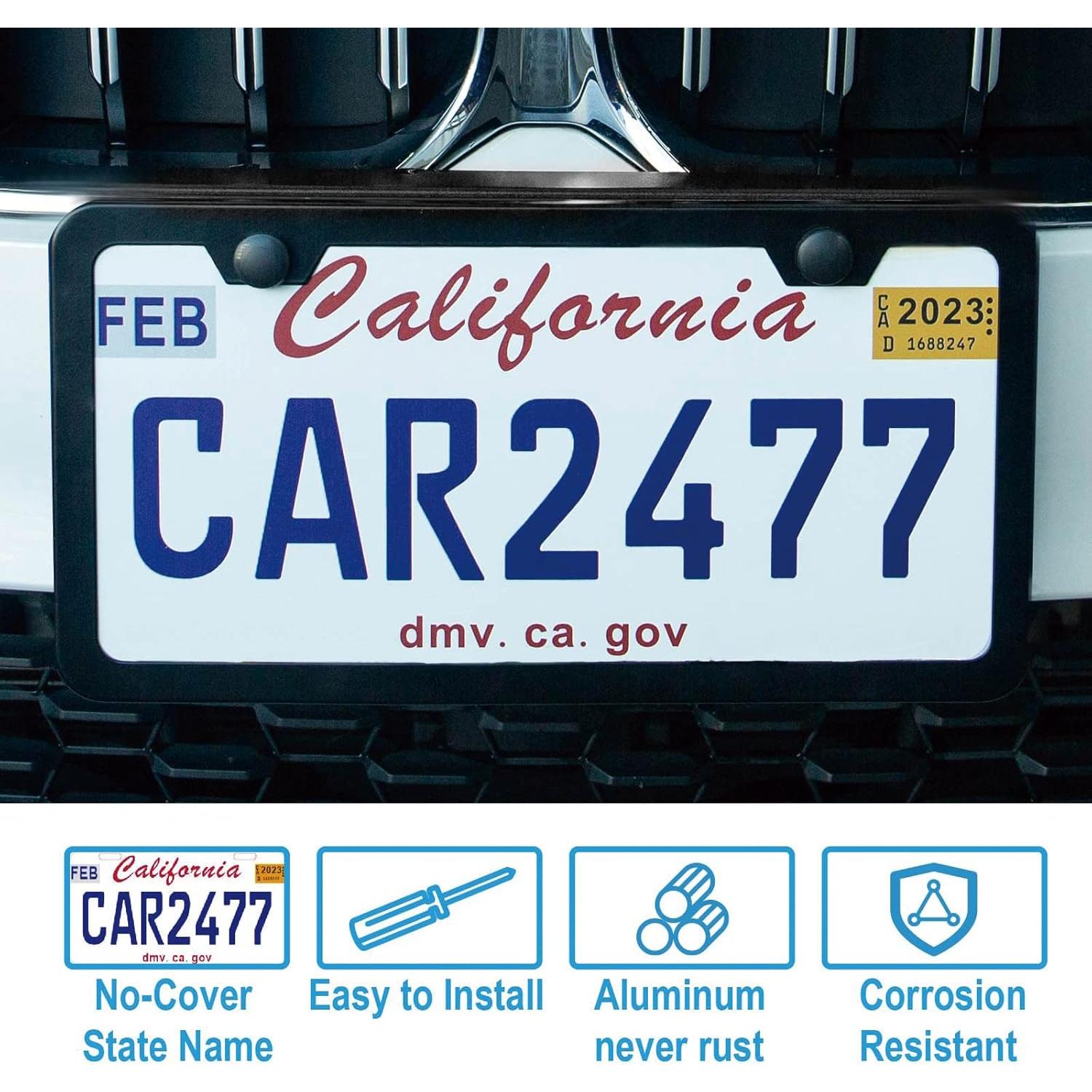 2 Marcos de Placas de Licencia Negros Mate Lengnoyp - Aluminio