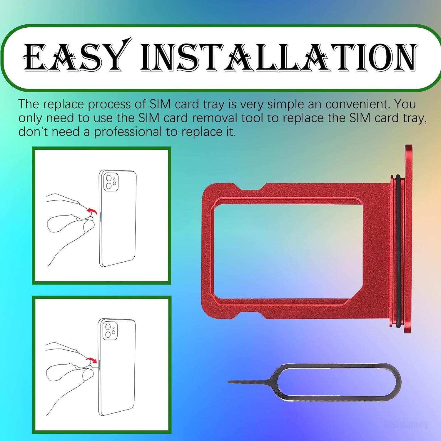 Bandeja de tarjeta SIM roja Risidamoy para iPhone 12 Mini
